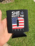 Luckless Outfitters She Wants the Diesel Americana Koozie — detail close-up