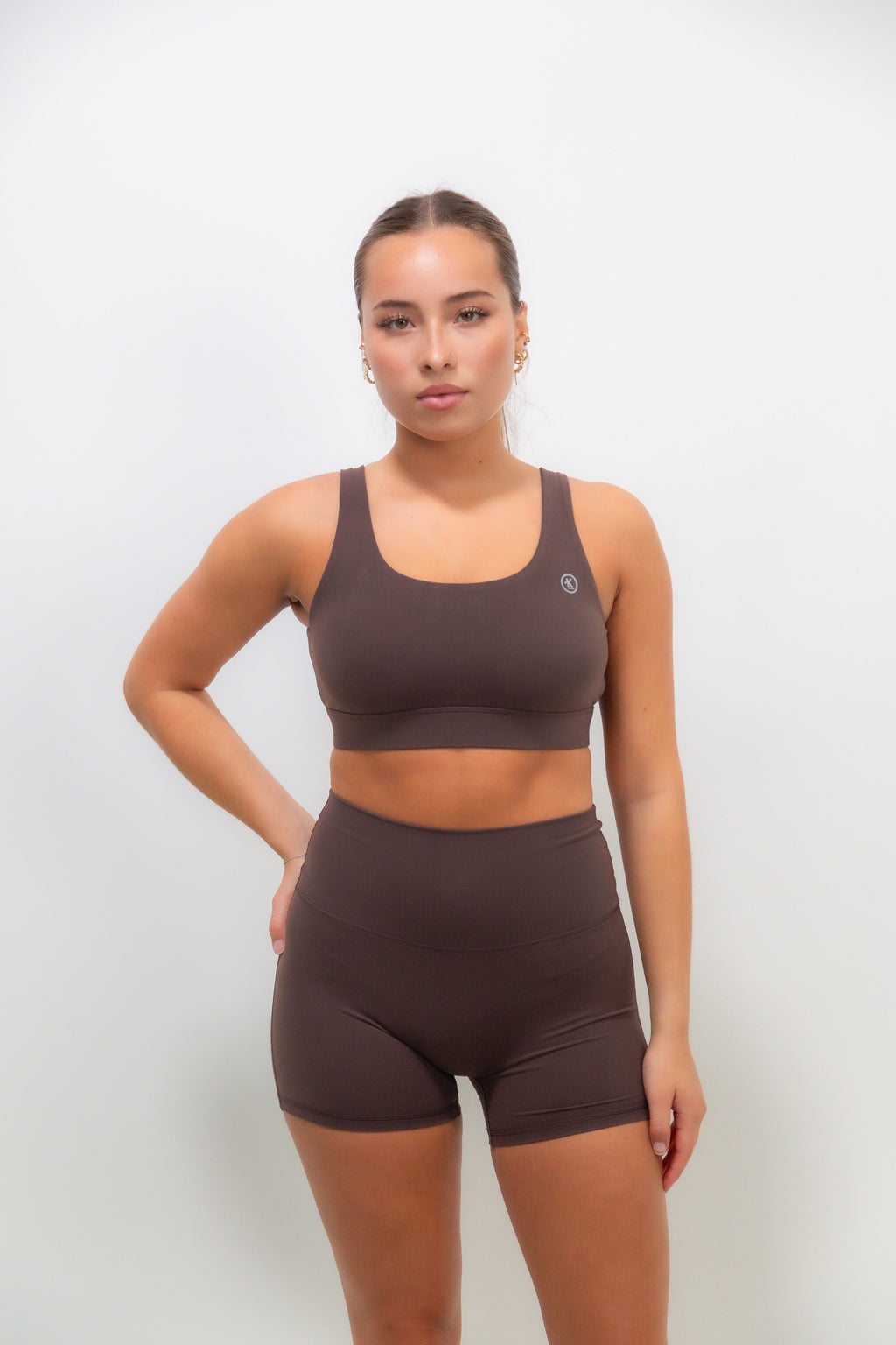 KIMITH BRAND I Am Beautifully Radiant Quick-Dry Butter Coffee Brown Short — detail close-up