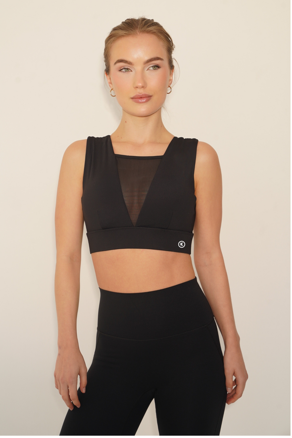 KIMITH BRAND I Am Treasured Mesh Panel Quick Dry Butter Black Bra — main product shot
