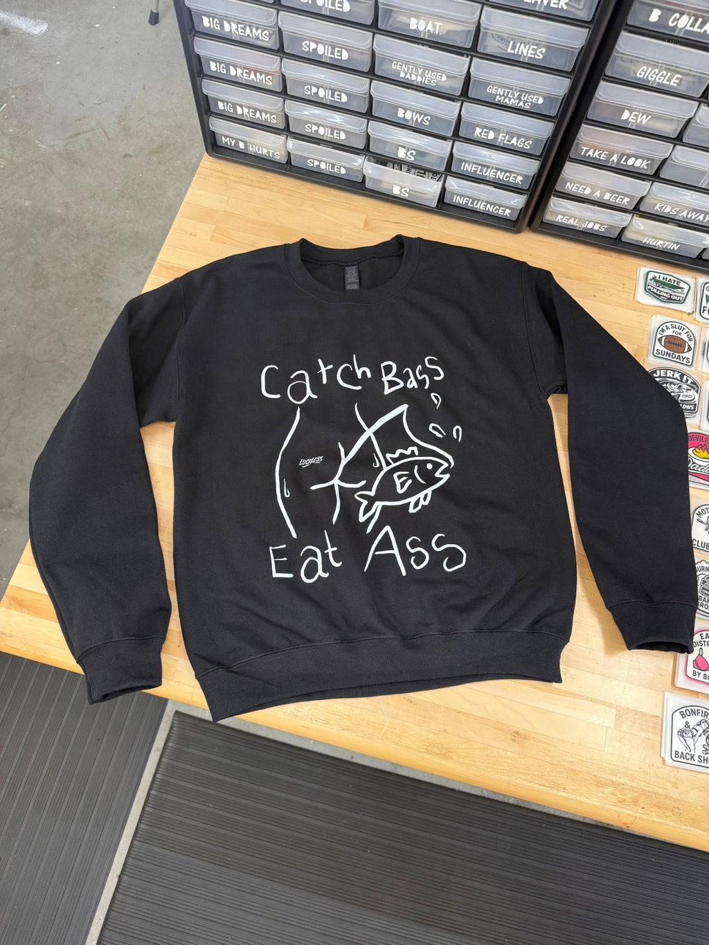 Luckless Outfitters Catch Bass Sweatshirt — side view
