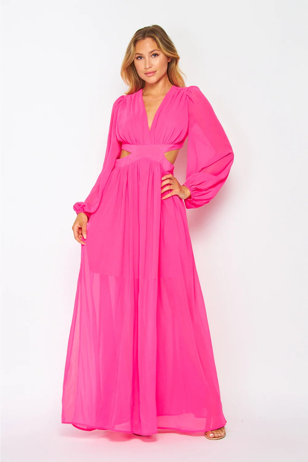 Pretty Little Patriot Pretty Little Patriot Hot Pink Royal Palms Maxi Dress — main product shot