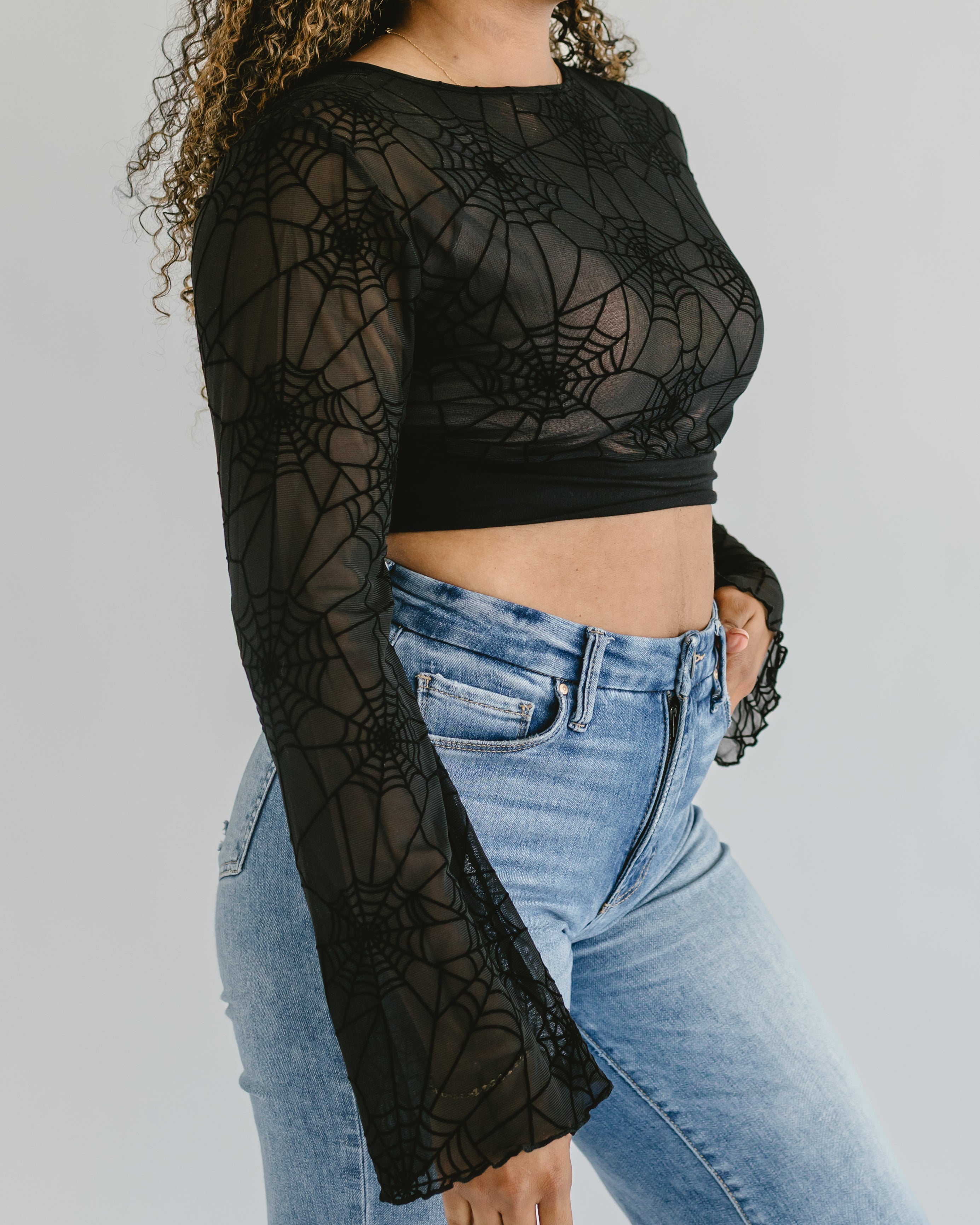 HALFTEE Layering Fashions Mesh Spider Web Halftee — product category context