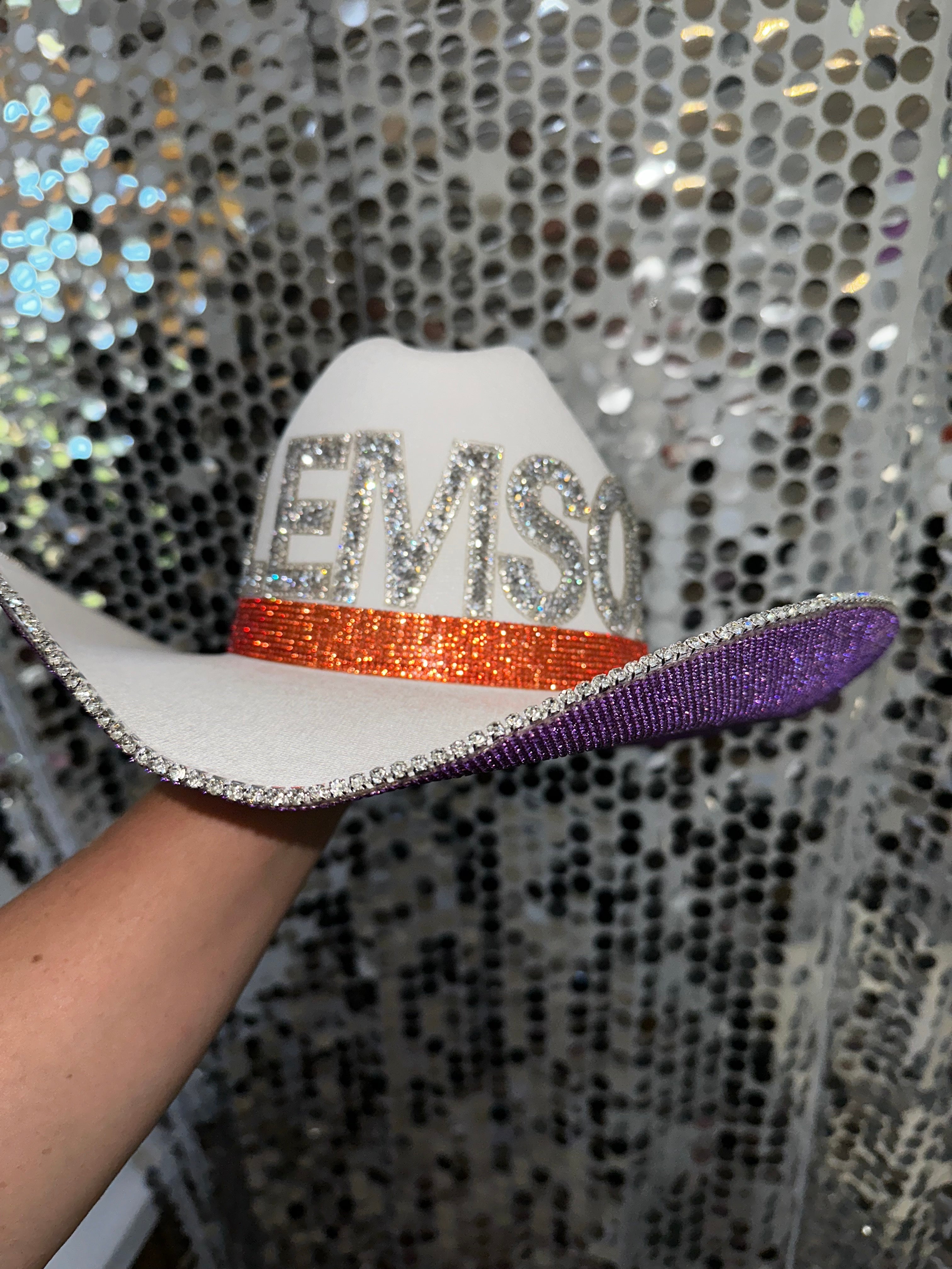 Rhinestone Cowgirl Clemson Hat — in-use photo