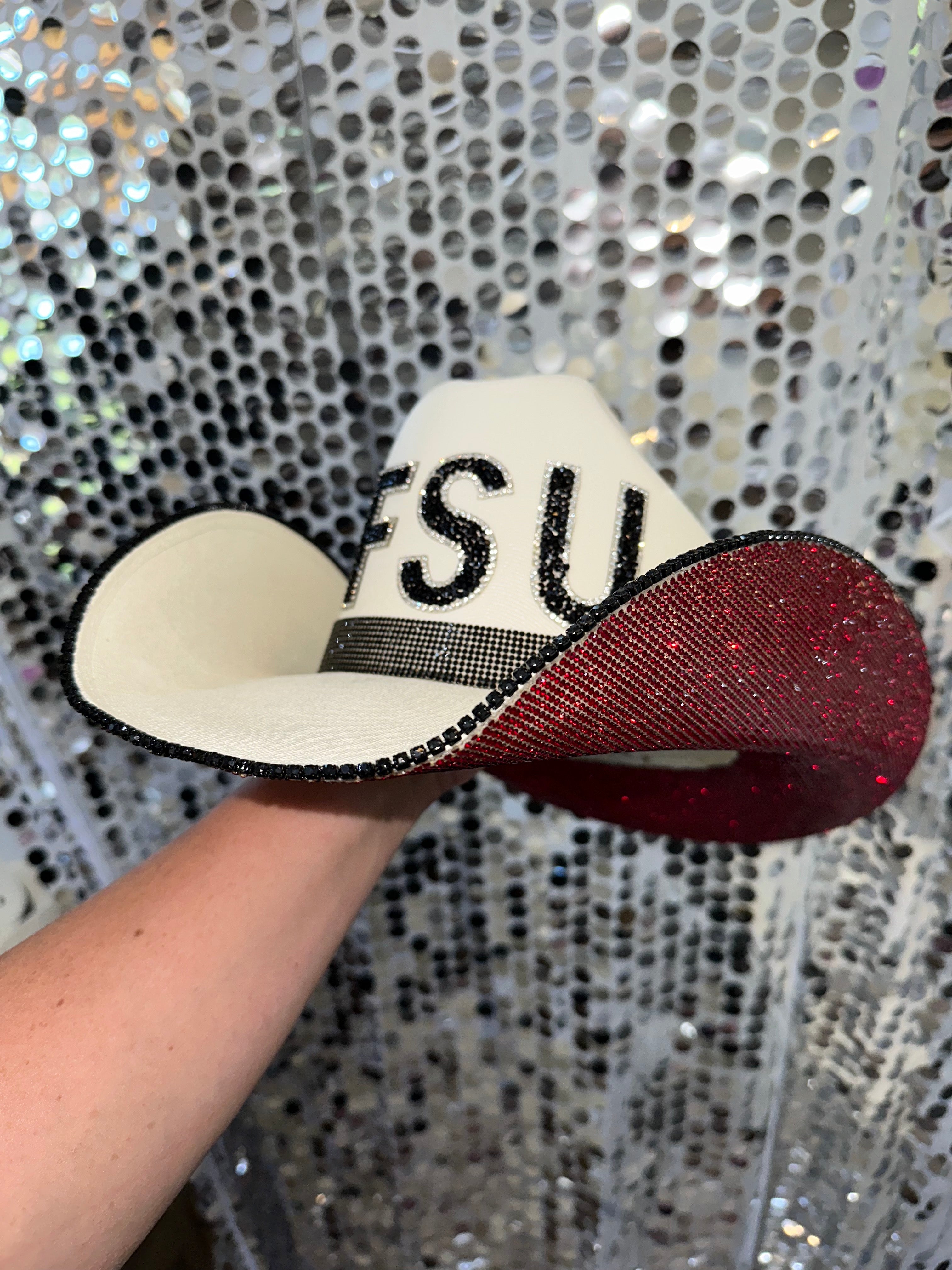 Rhinestone Cowgirl Florida State University — detail close-up