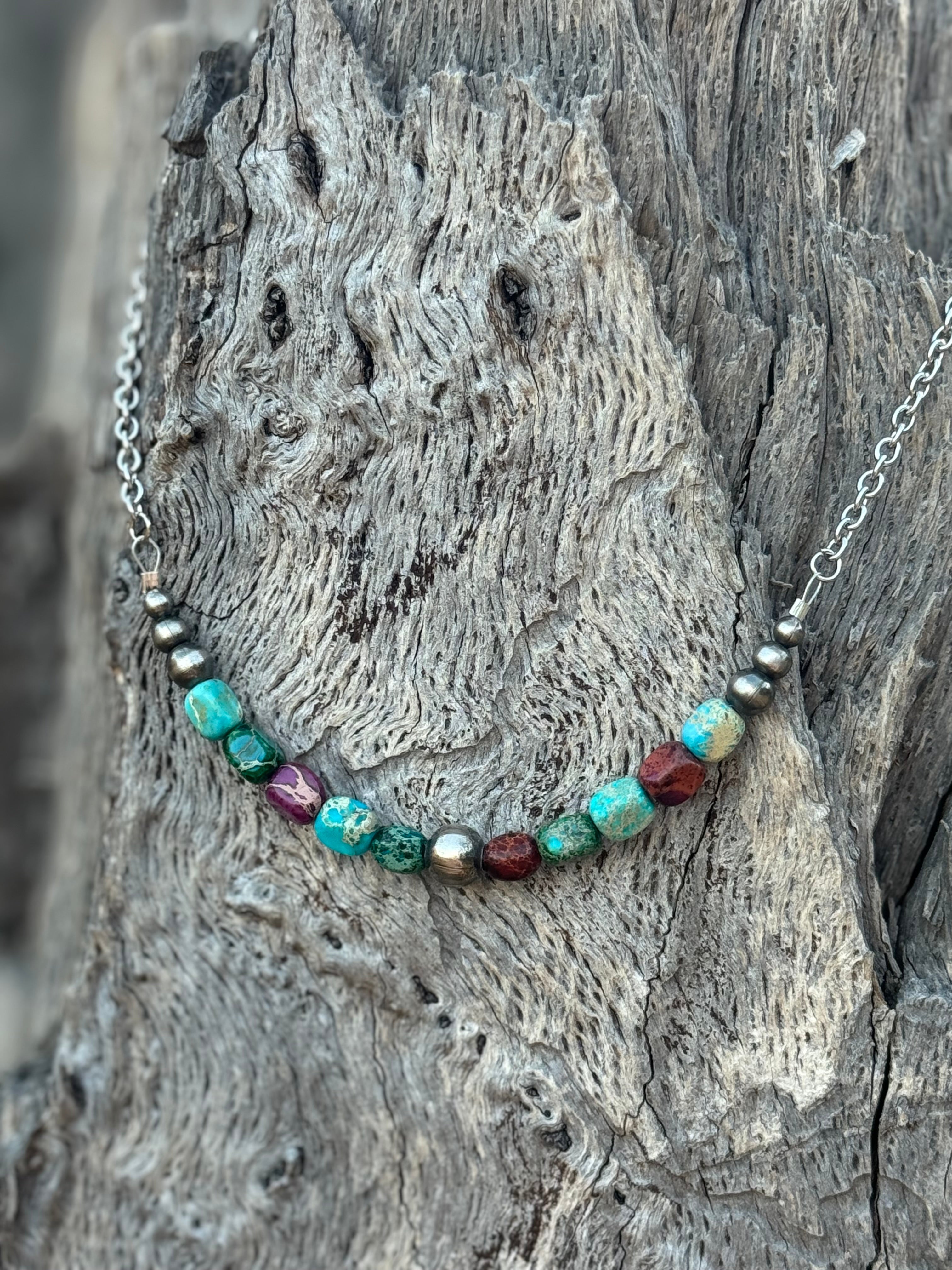 Wild Junkie Sterling Silver Jasper Turquoise Necklace — main product shot