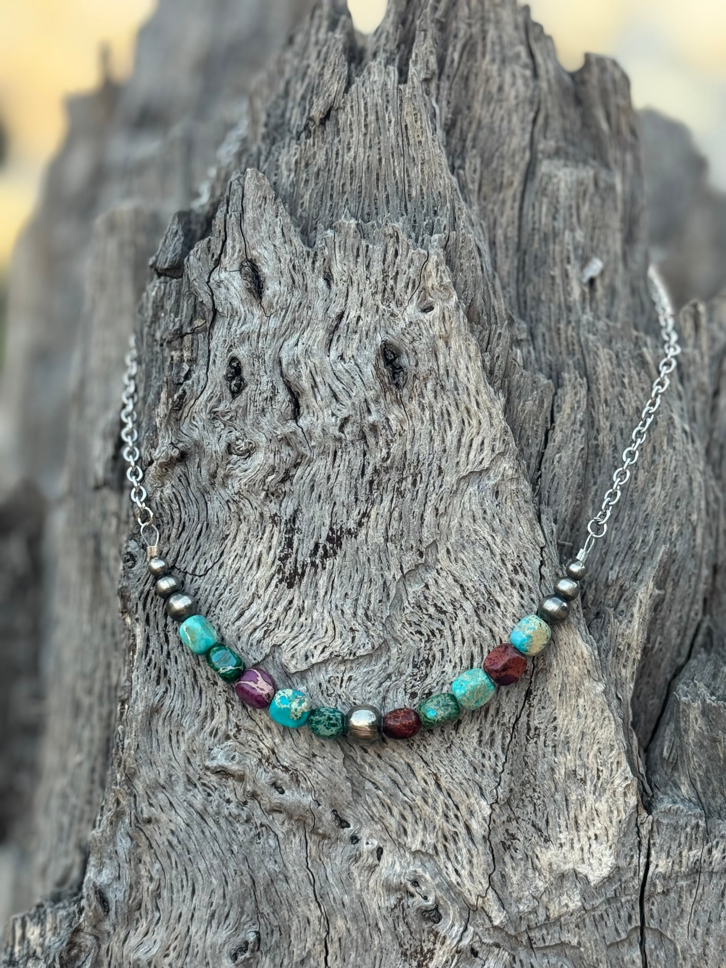Wild Junkie Sterling Silver Jasper Turquoise Necklace — lifestyle context