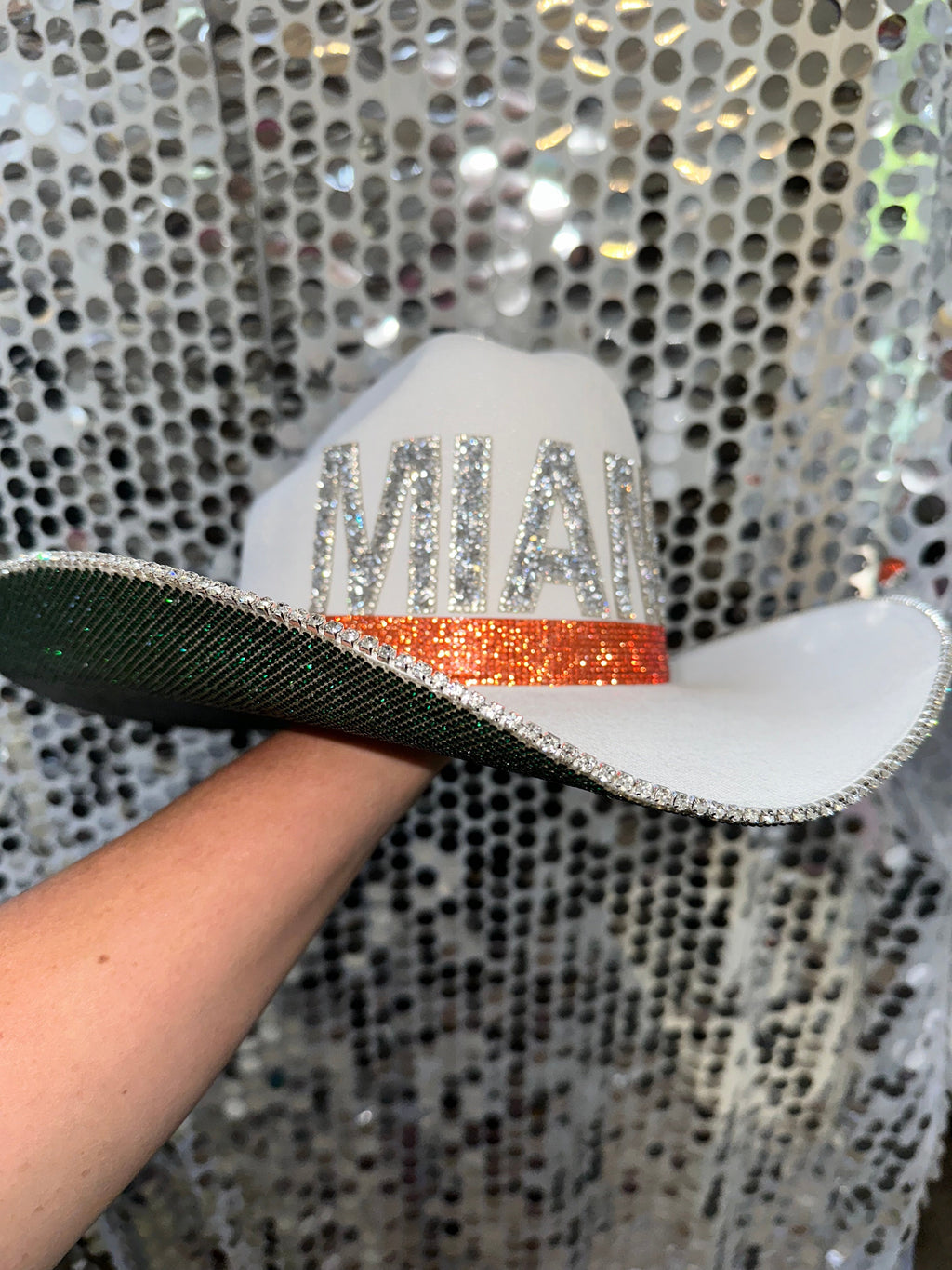 Rhinestone Cowgirl University of Miami Hat — lifestyle context