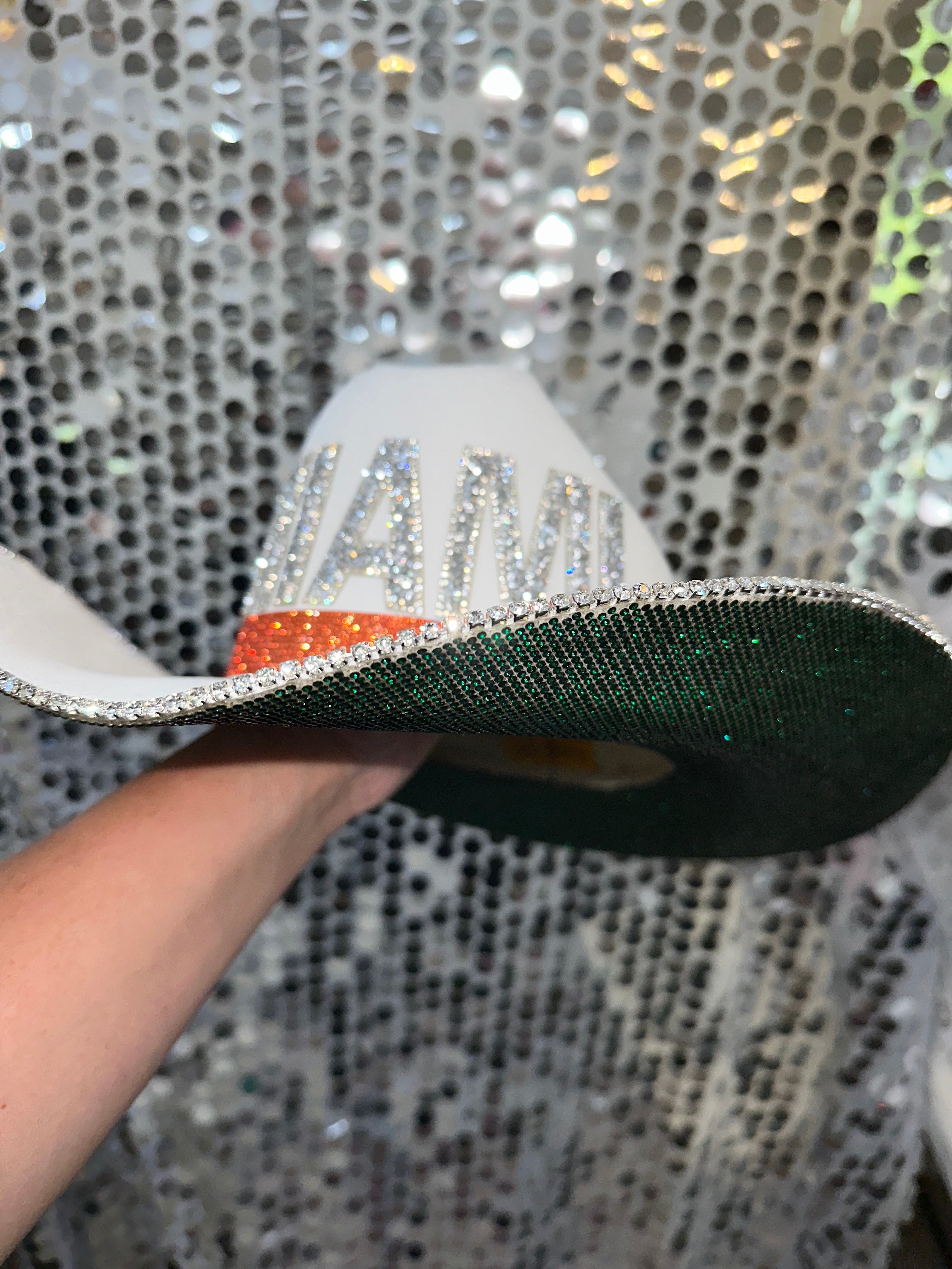 Rhinestone Cowgirl University of Miami Hat — side view