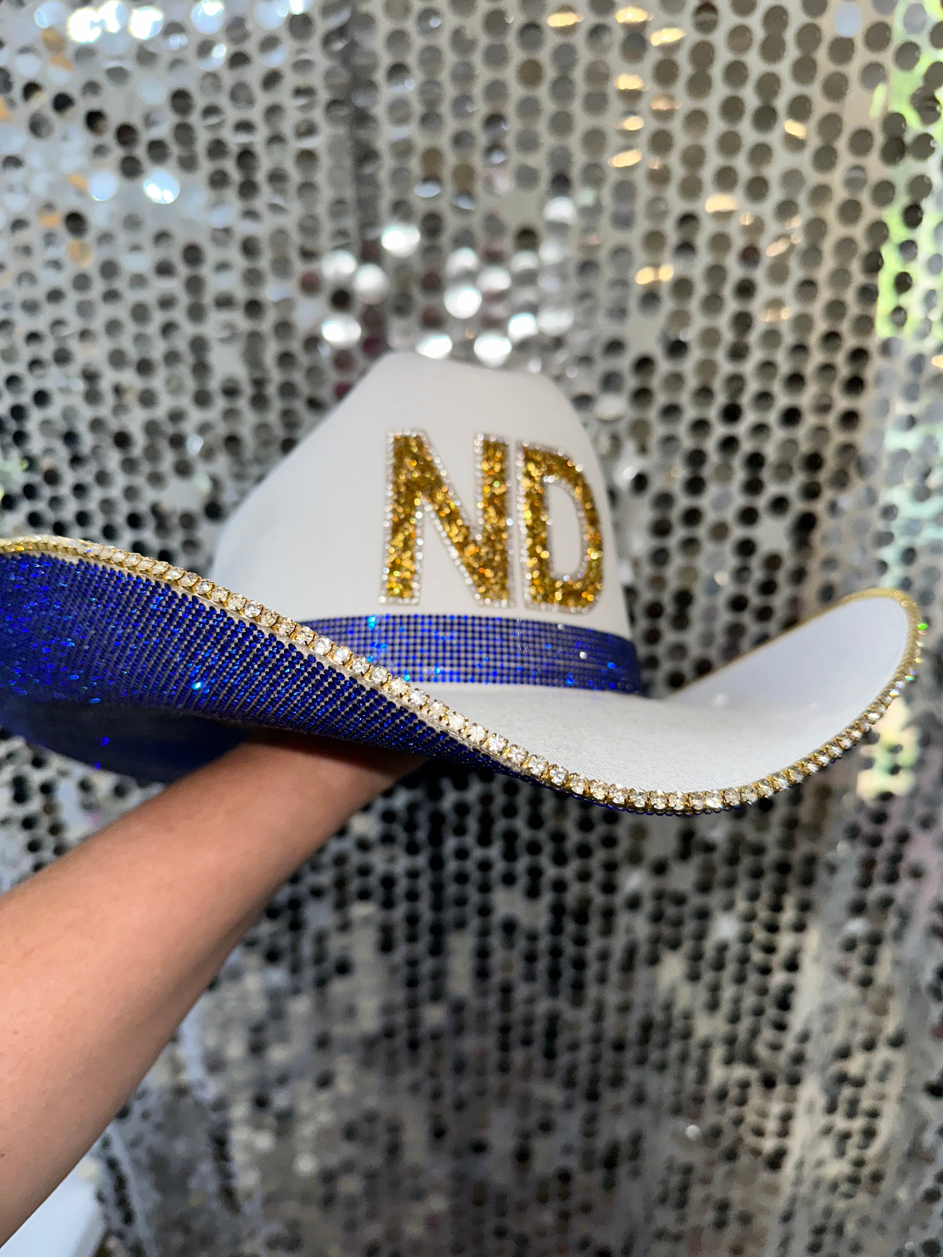 Rhinestone Cowgirl Notre Dame Hat — detail close-up