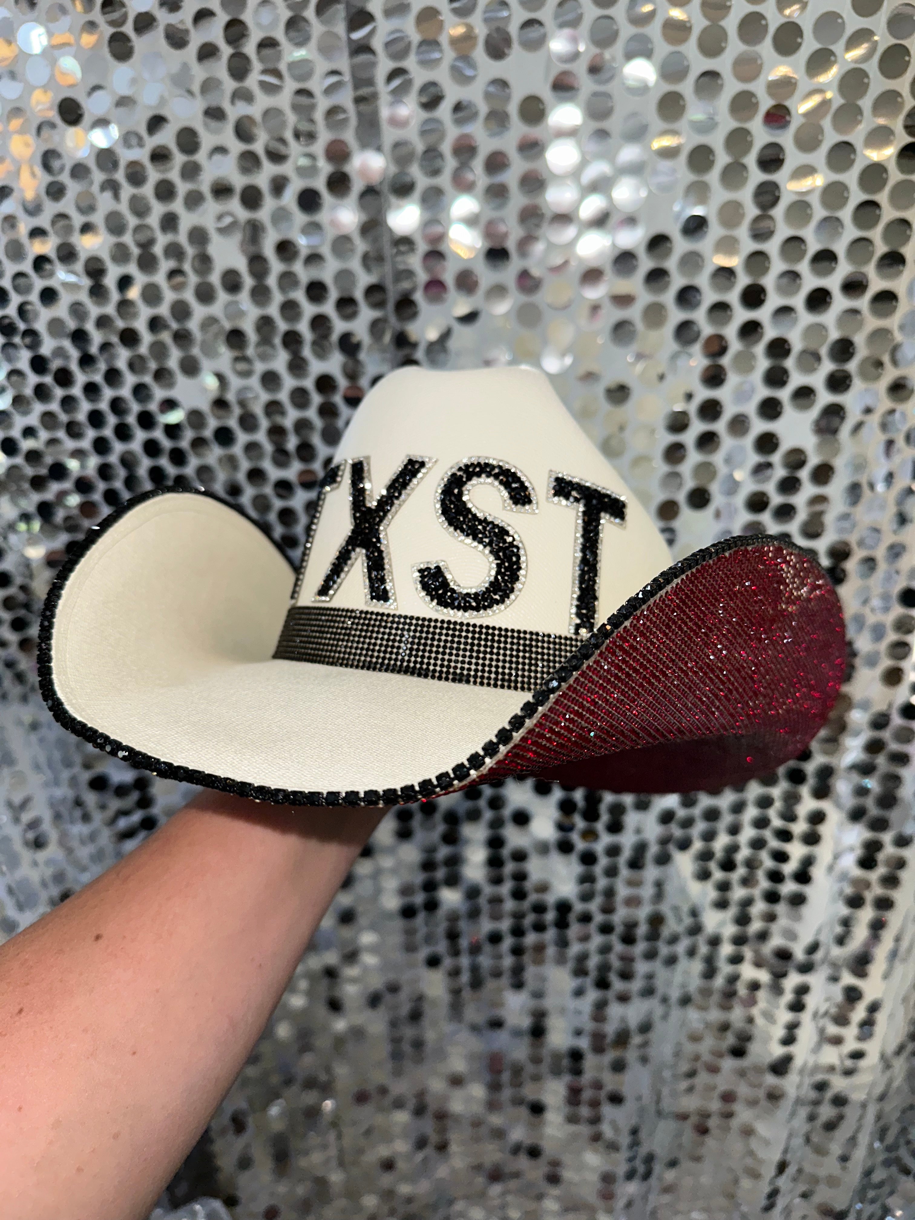 Rhinestone Cowgirl Texas State University Hat — side view