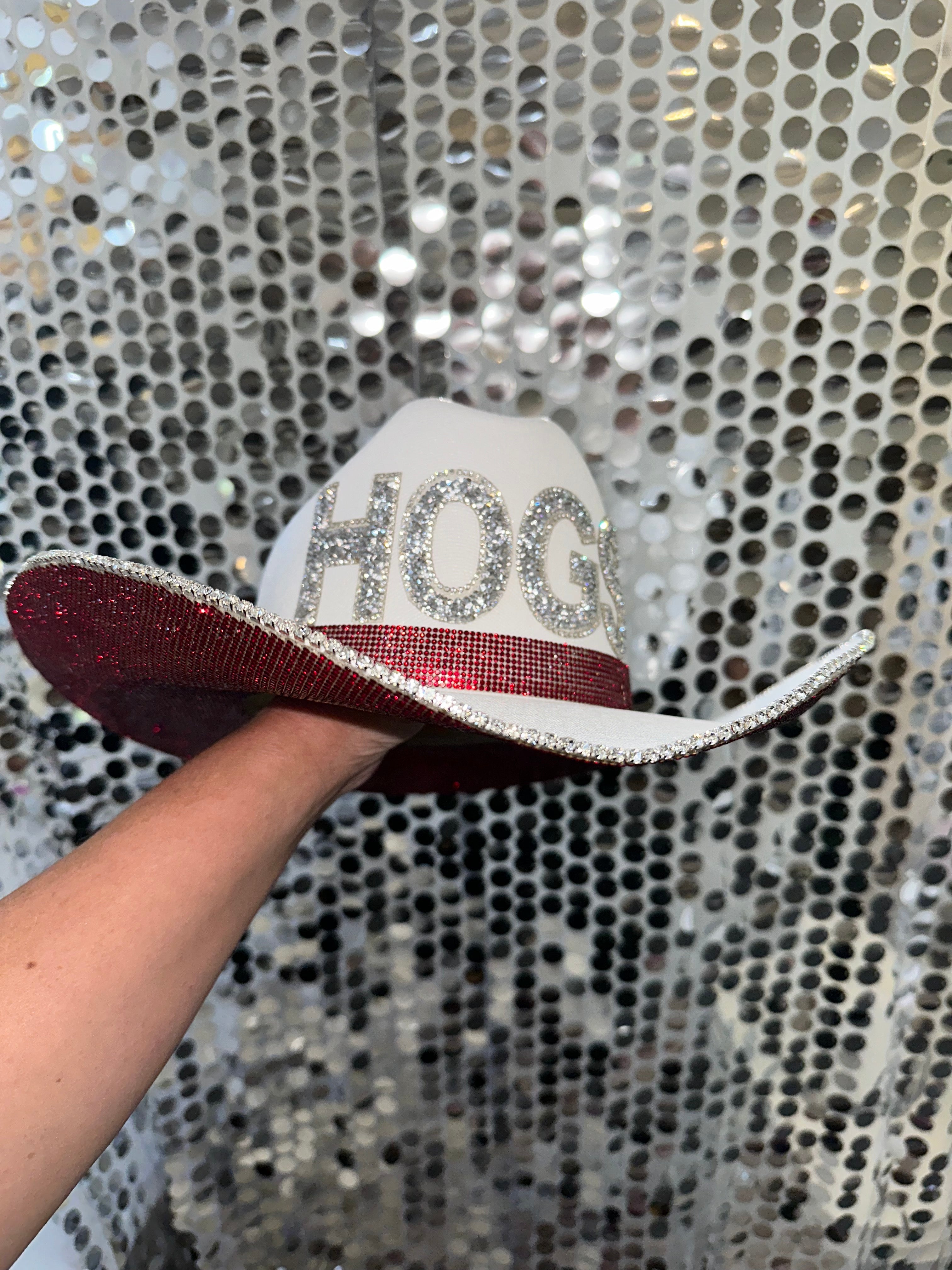 Rhinestone Cowgirl University of Arkansas Hat — detail close-up