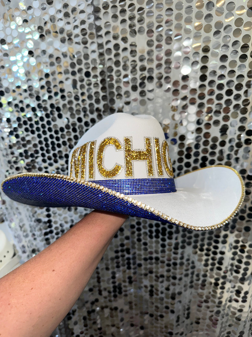 Rhinestone Cowgirl University of Michigan Hat — detail close-up