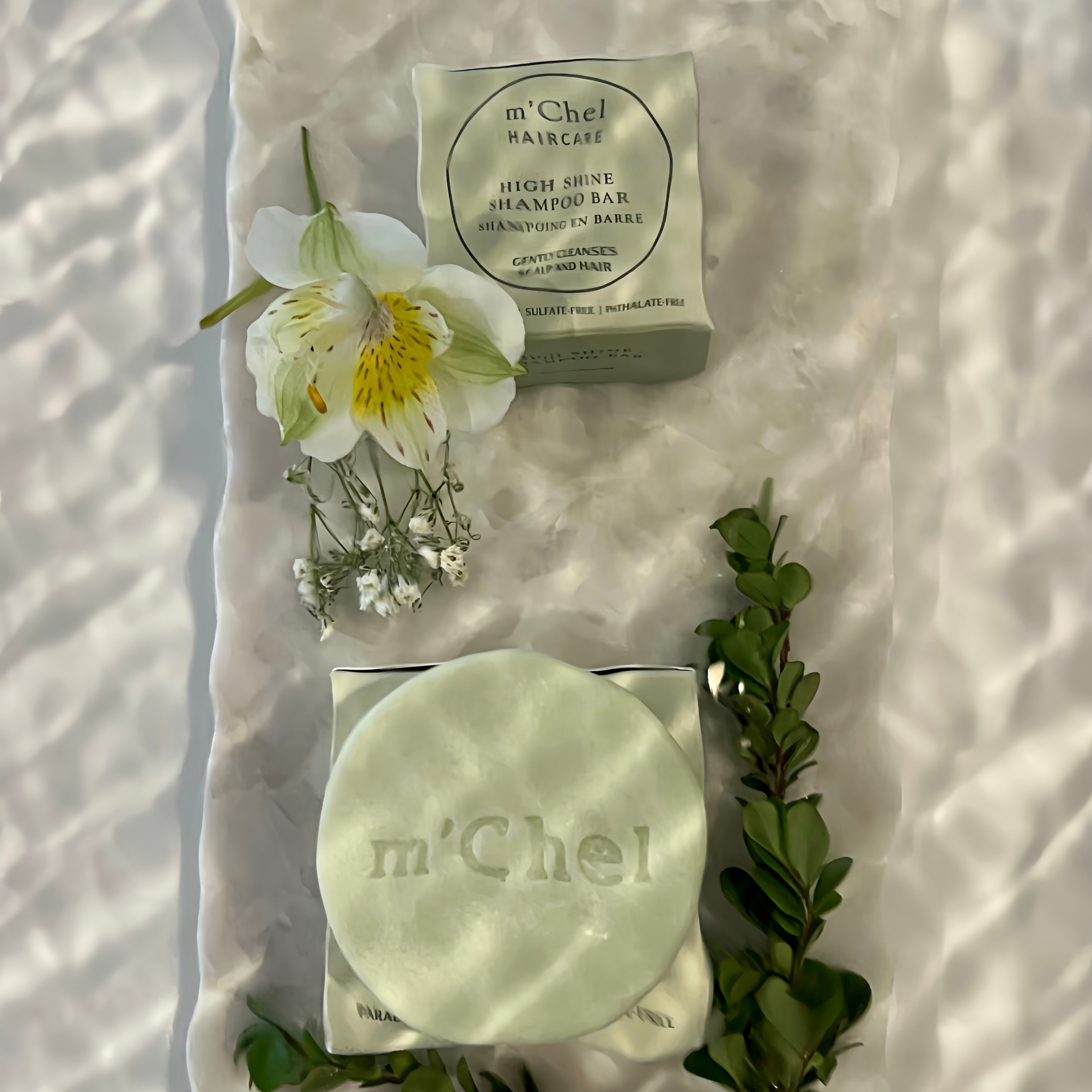 m'Chel Haircare High Shine Shampoo Bar — side view