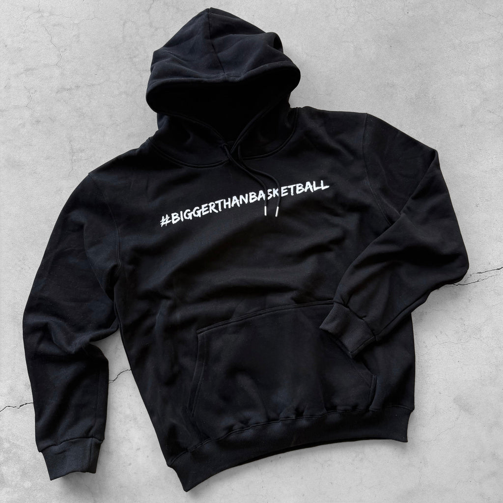 Bigger Than Basketball Bigger Than Basketball - Hoodie - Black — Bigger Than Basketball branding close-up