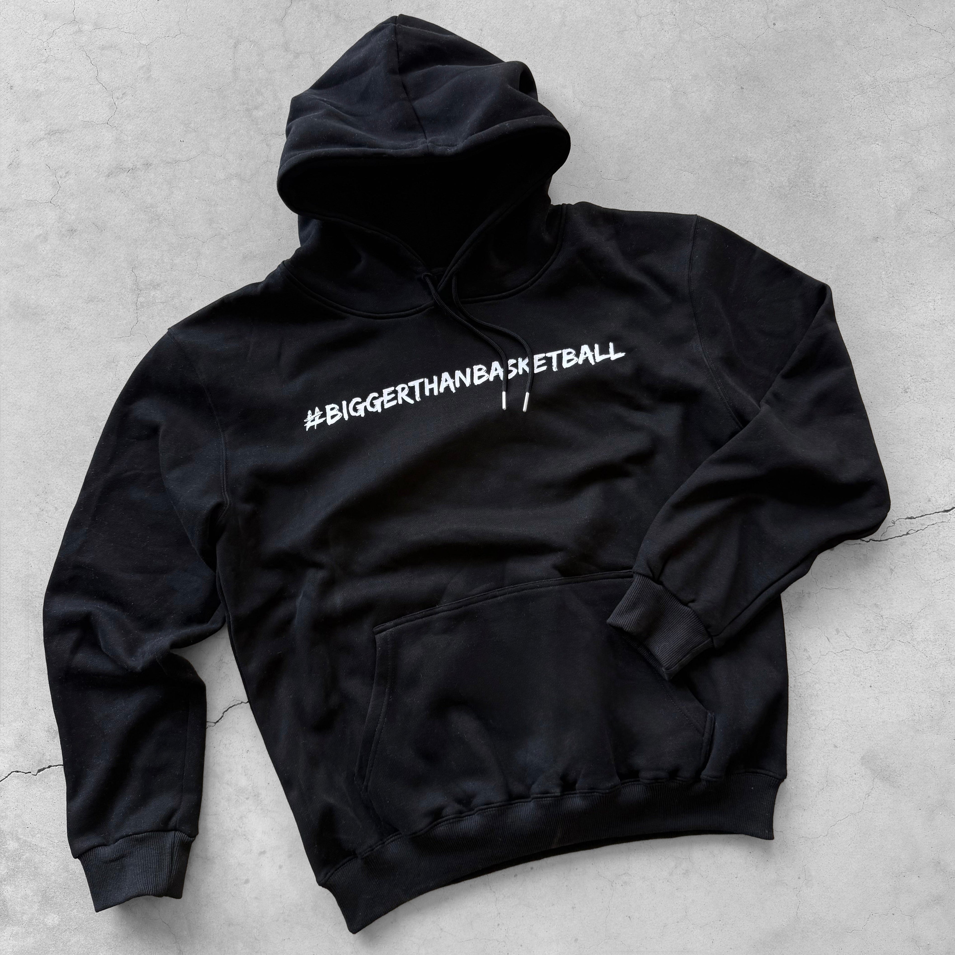 Bigger Than Basketball Bigger Than Basketball - Hoodie - Black — Bigger Than Basketball branding close-up