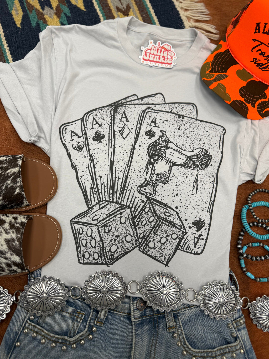 Wild Junkie Aces And Dice Graphic Tee — construction detail