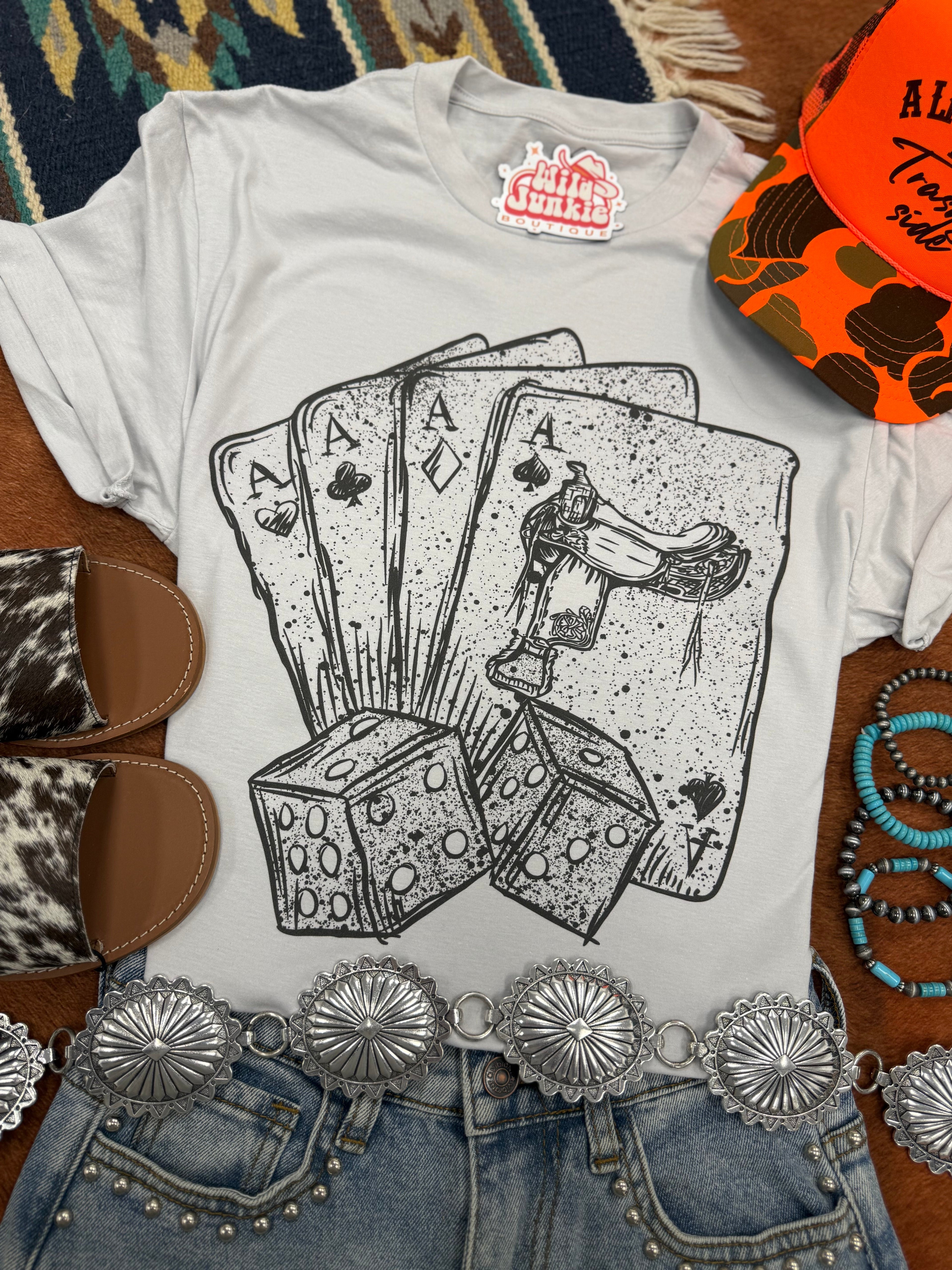 Wild Junkie Aces And Dice Graphic Tee — construction detail