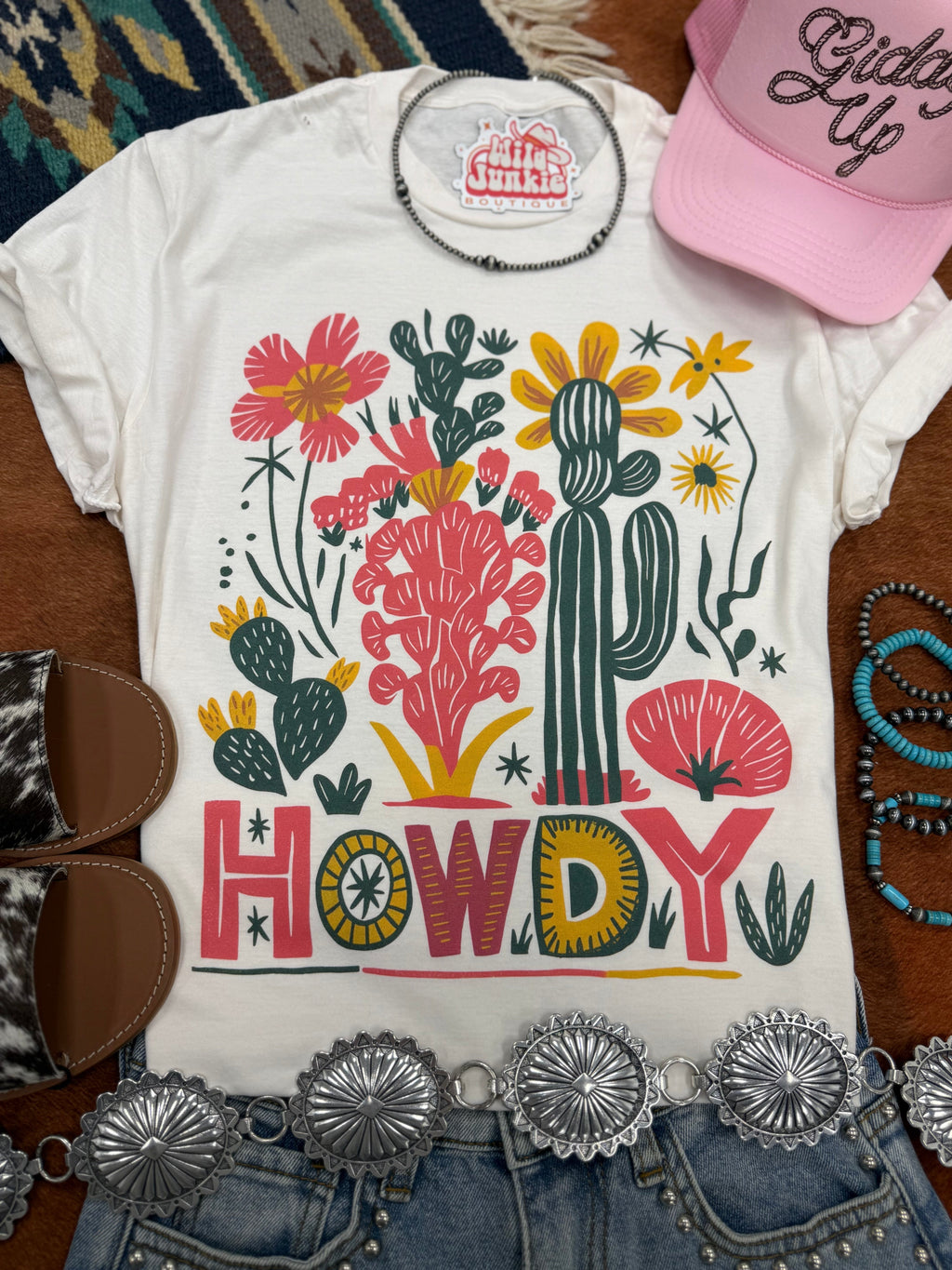 Wild Junkie Desert Bloom Howdy Graphic Tee — main product shot