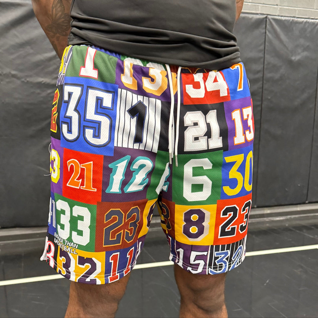 Bigger Than Basketball Hall of Fame - Shorts — Bigger Than Basketball branding close-up