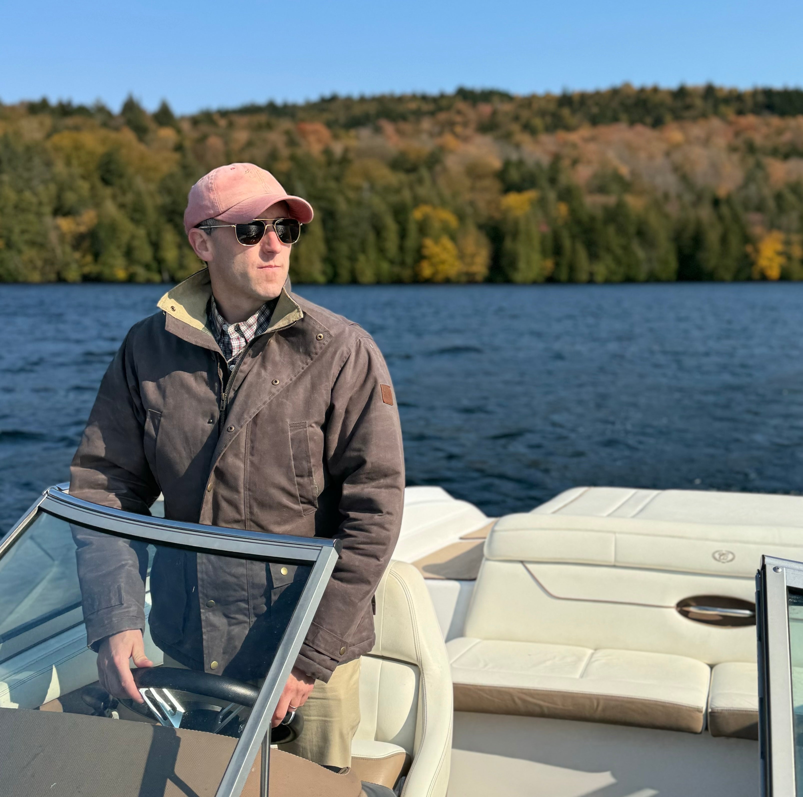 Adirondack Field Copperas  Waxed  Jacket (Chocolate) — branding close-up