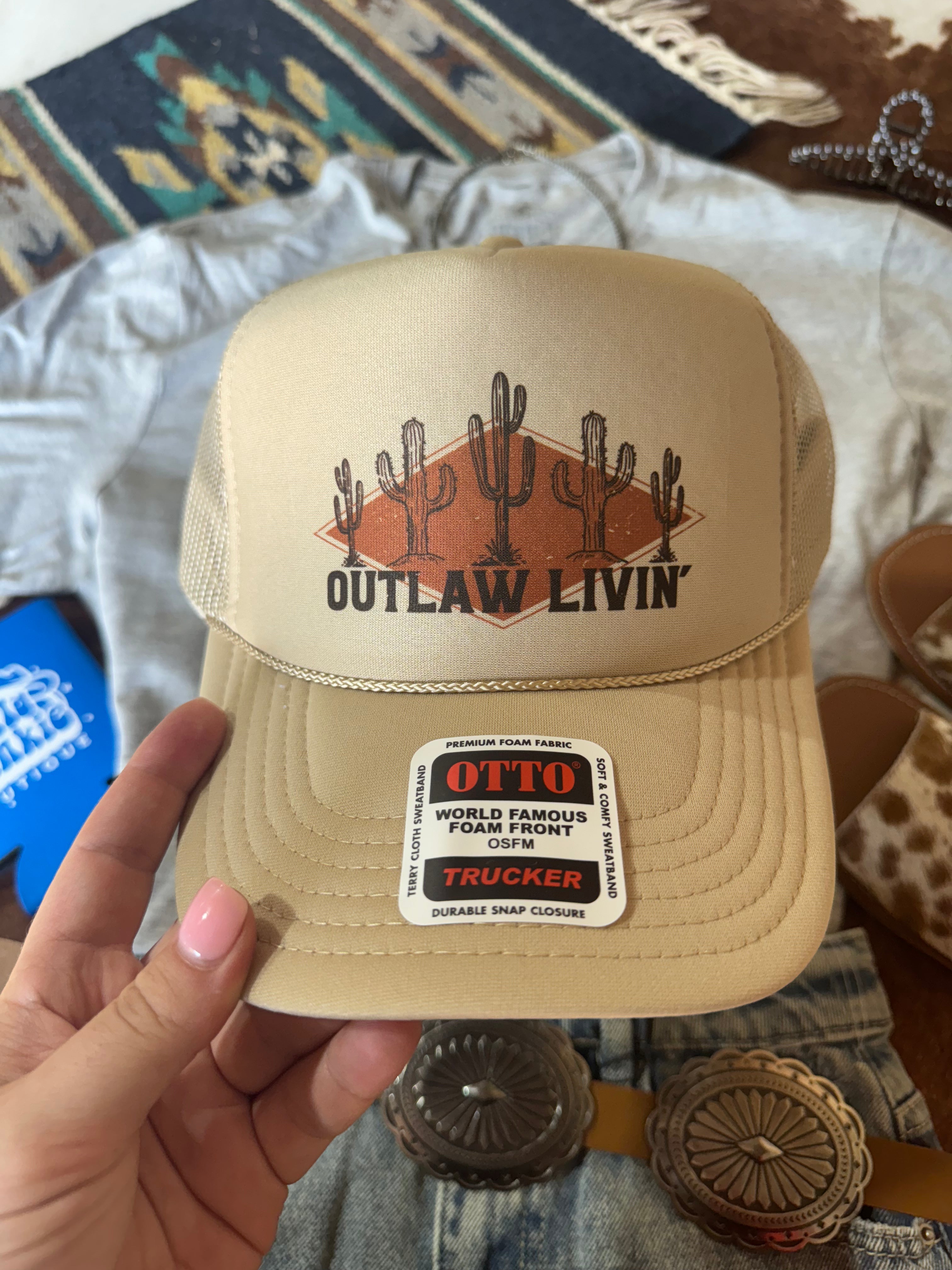 Wild Junkie Outlaw Livin' Trucker Hat — main product shot
