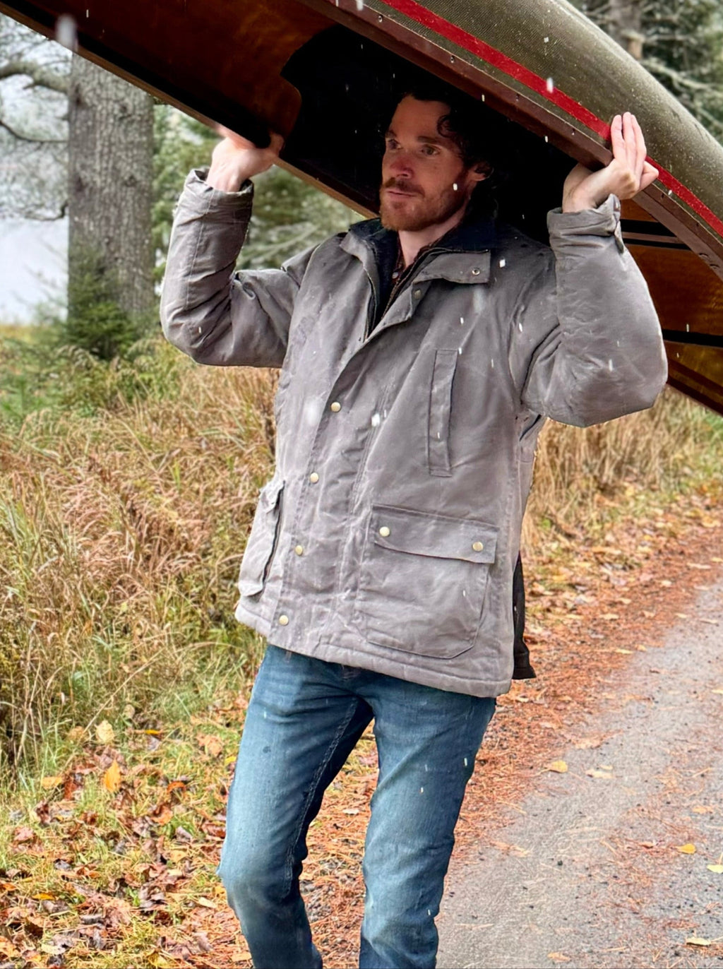 Adirondack Field Copperas Wax Jacket (Slate) — lifestyle context