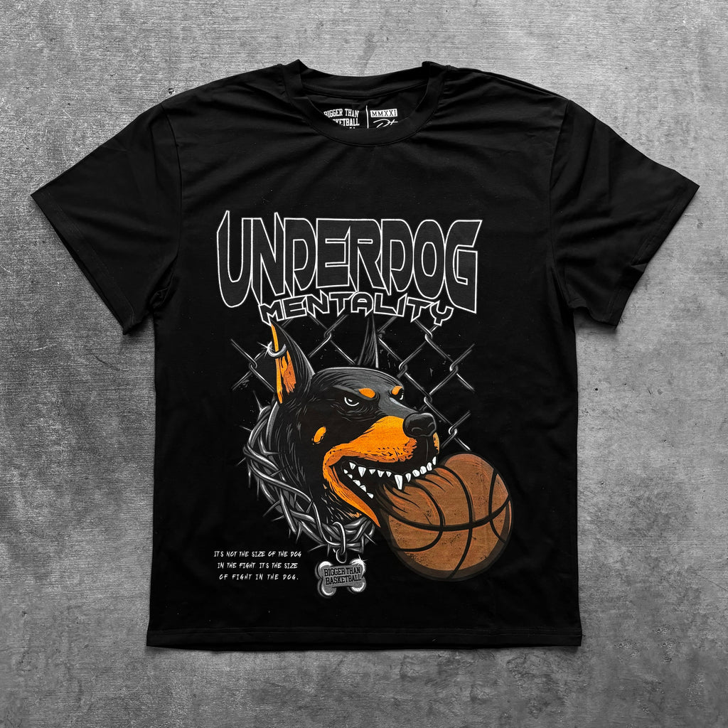 Bigger Than Basketball Underdog Mentality - T-Shirt - Black — detail and construction