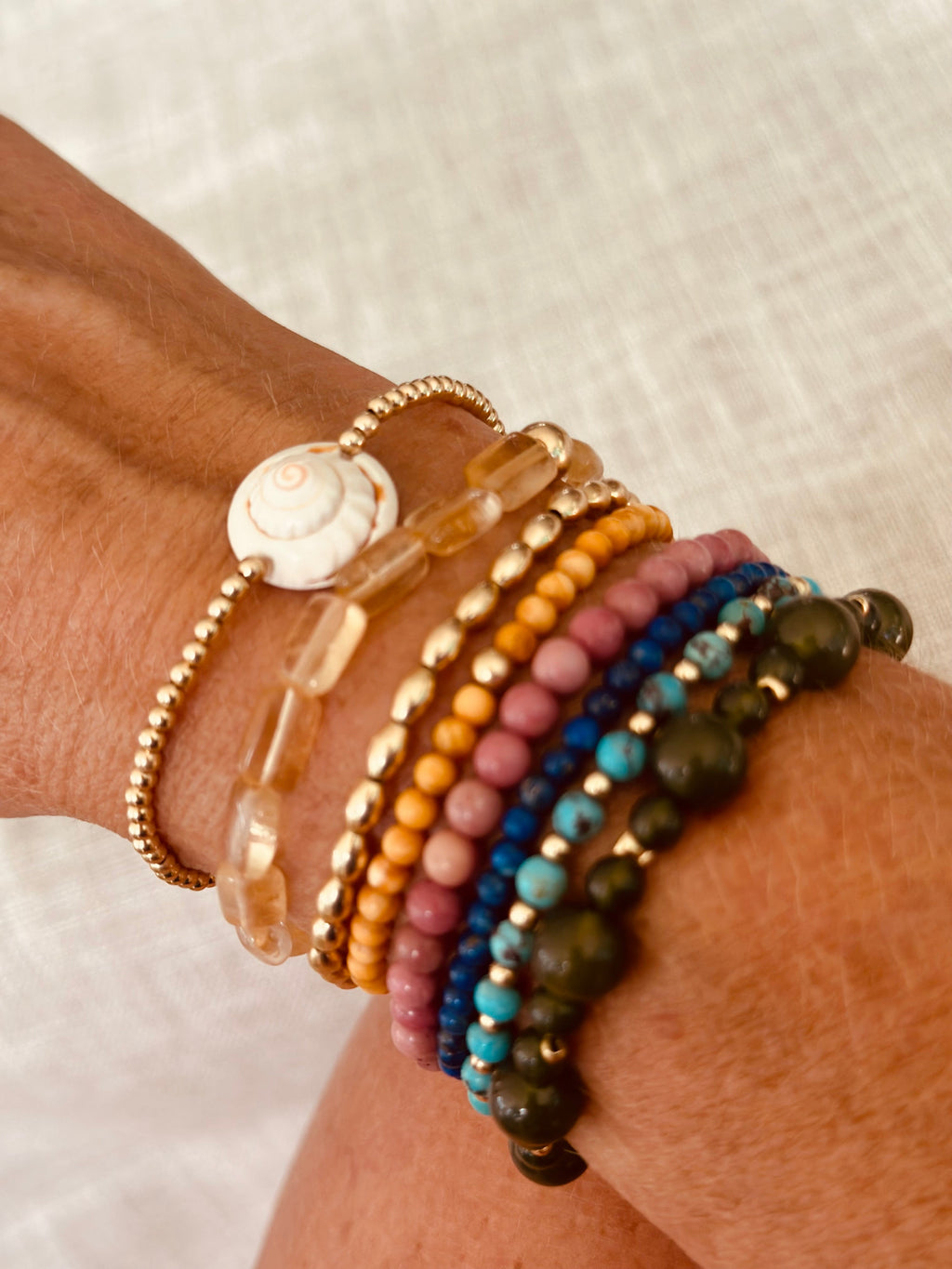 CanyonLeaf Dainty 14K Gold Filled + Sea Shell || Stretch Anklet or Bracelet — detail shot 9