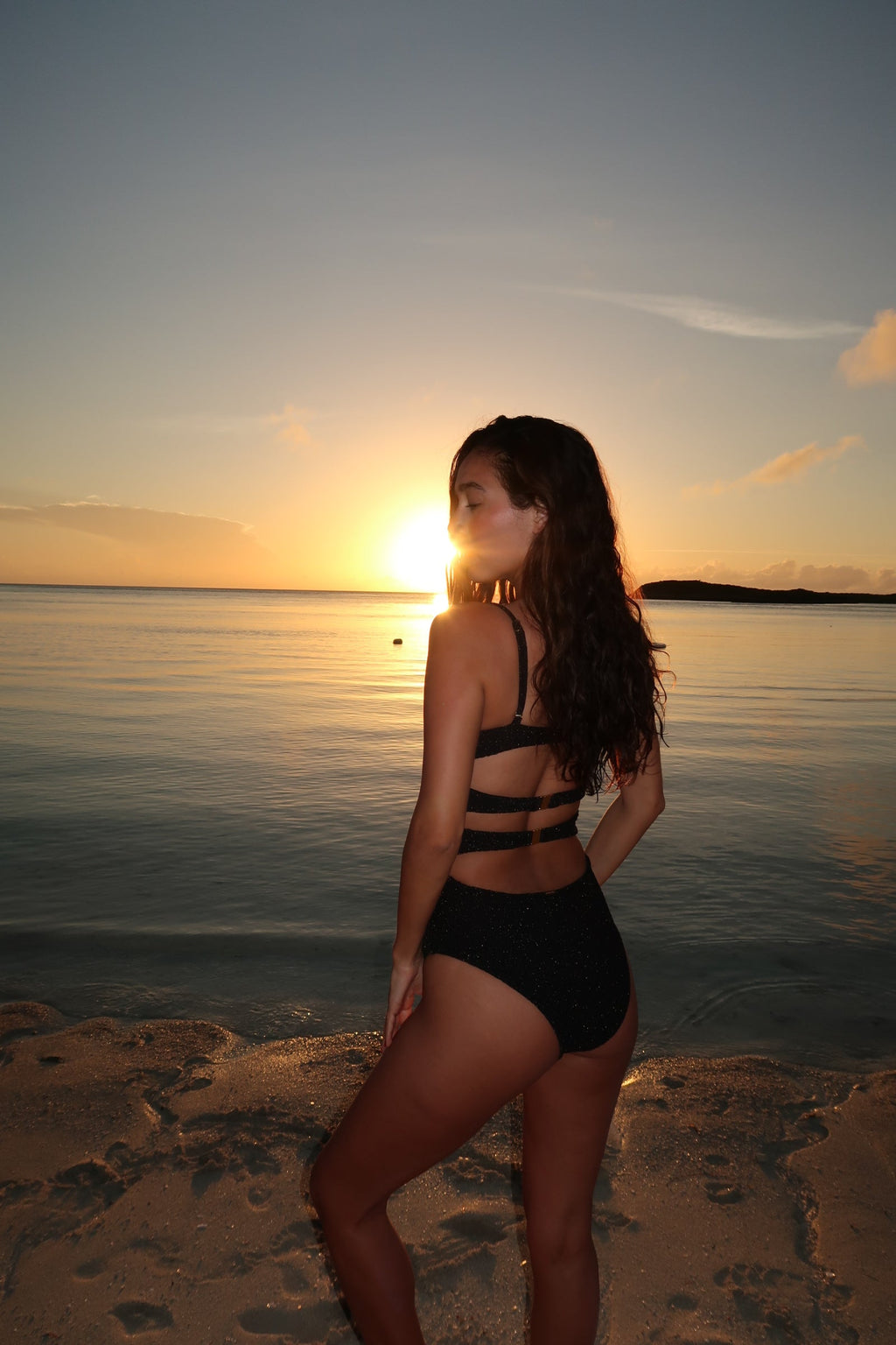 LA'AVANA Onyx Sparkle one piece — in-use photo