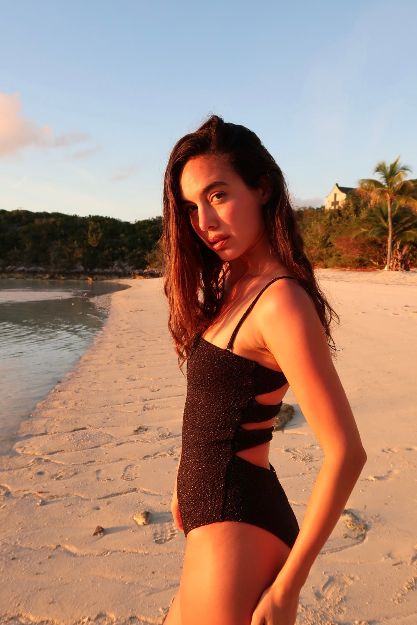 LA'AVANA Onyx Sparkle one piece — detail close-up