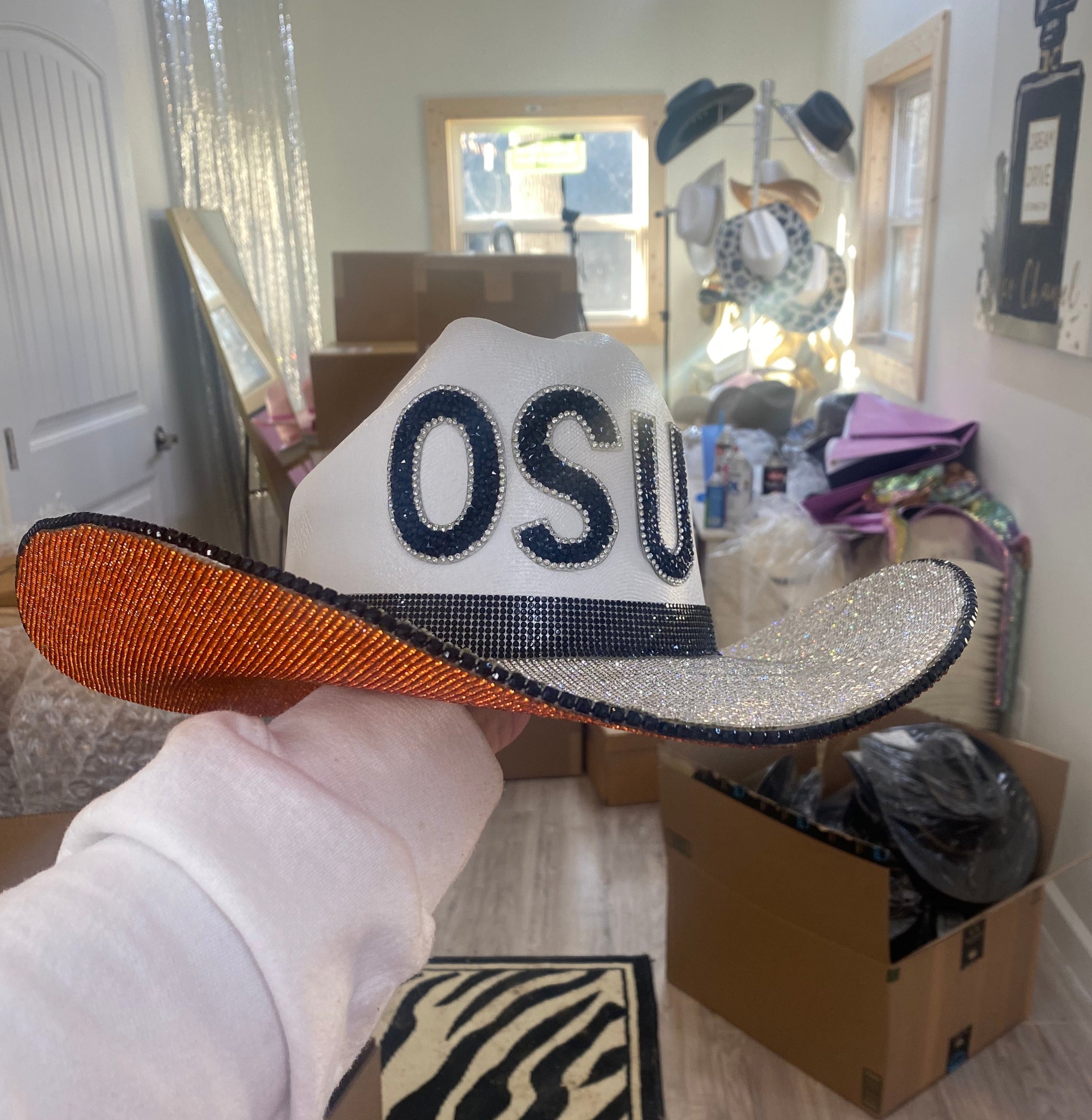 Rhinestone Cowgirl OSU Game Day Hat — main product shot
