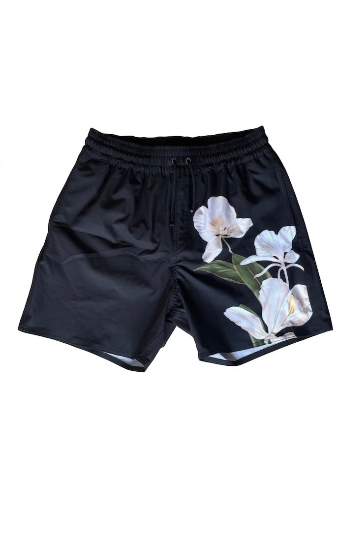 LA'AVANA Black Floral  swim trunk — main product shot