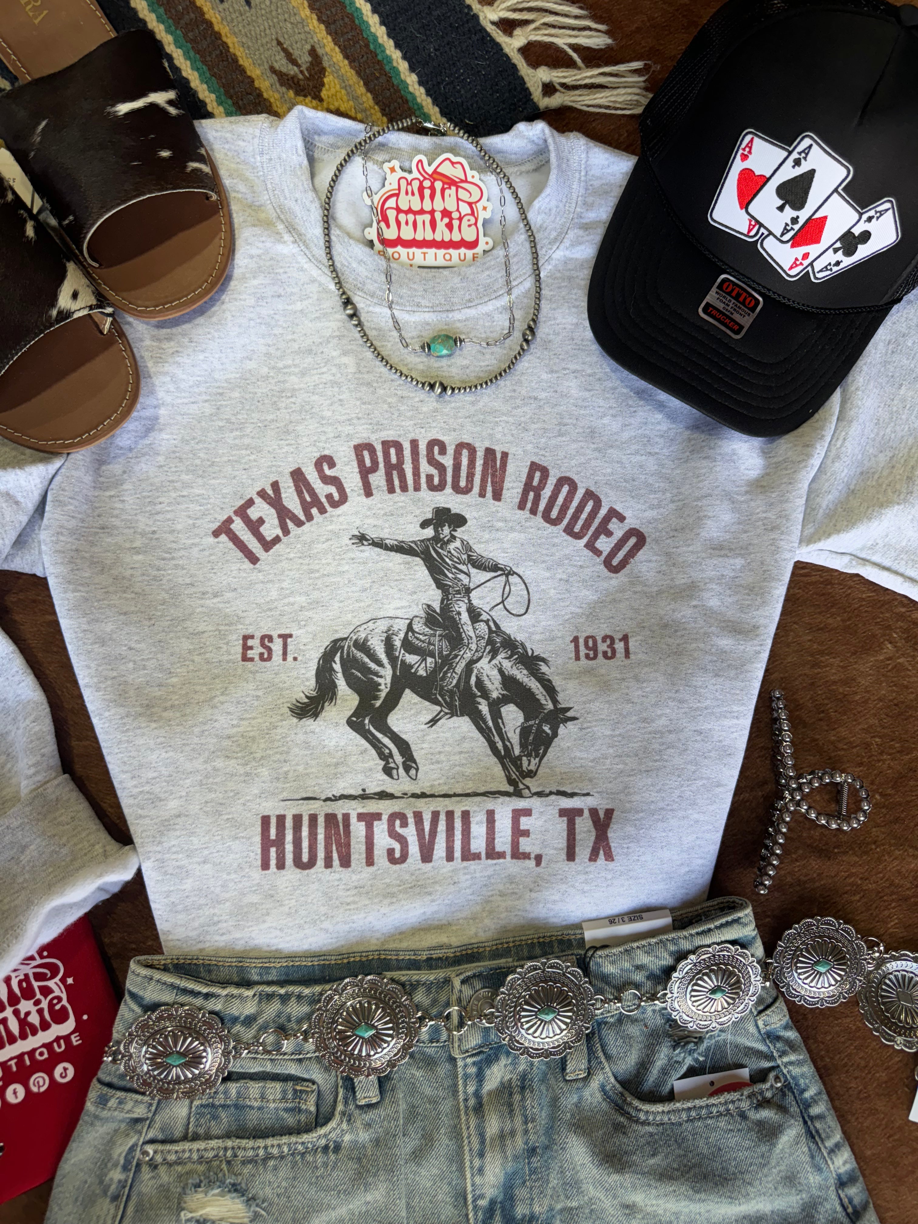 Wild Junkie Texas Prison Rodeo Graphic Sweatshirt — detail close-up