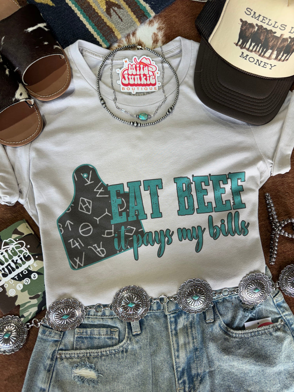 Wild Junkie Eat Beef It Pays My Bills Graphic Tee — main product shot