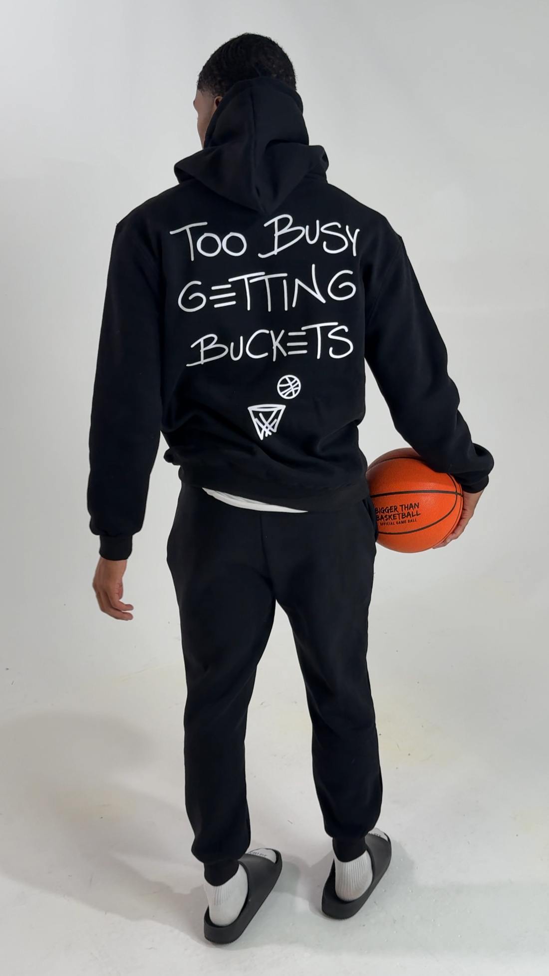 Bigger Than Basketball Too Busy Getting Buckets - Hoodie - Black — lifestyle worn / used context
