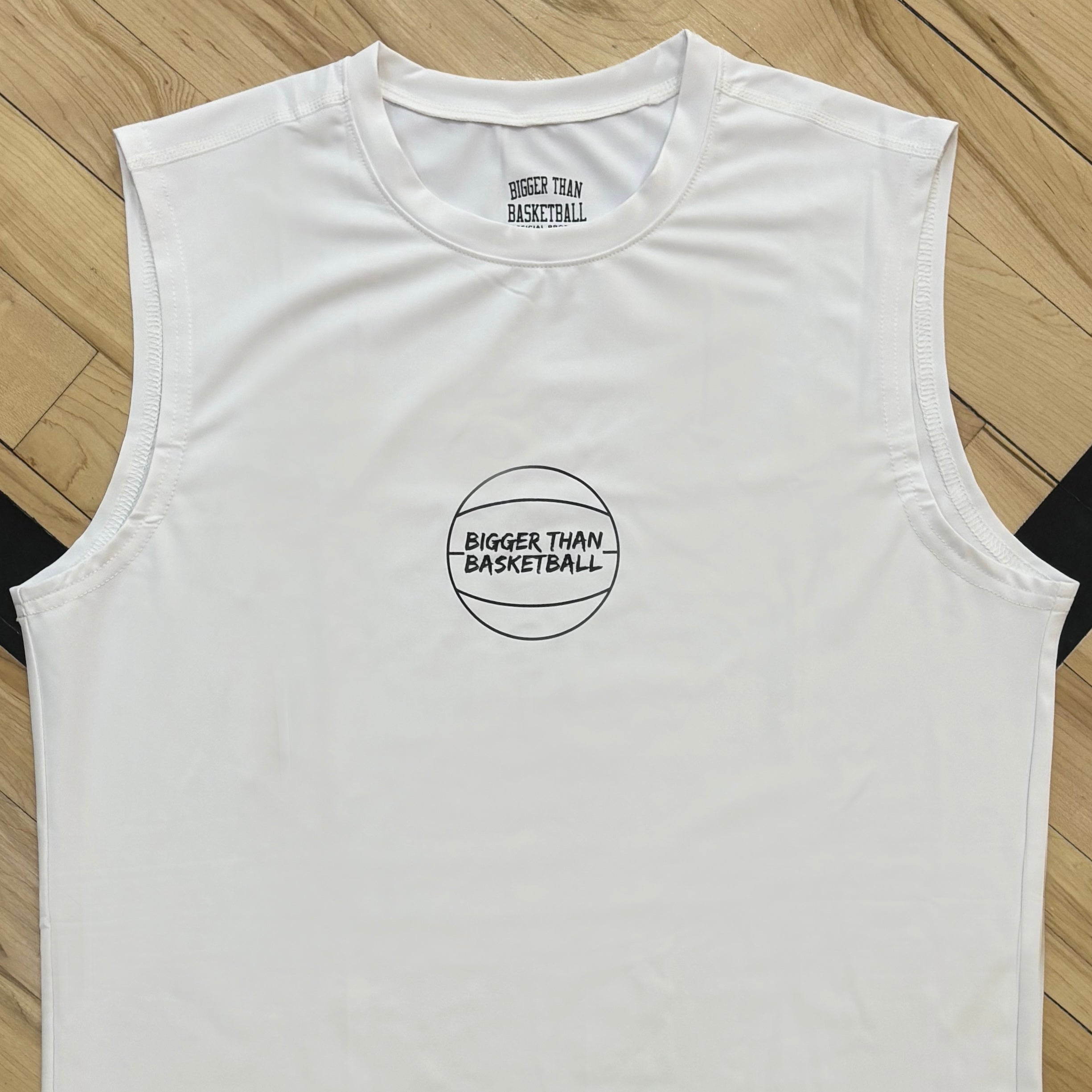 Bigger Than Basketball Performance Compression Tank - White — product category context