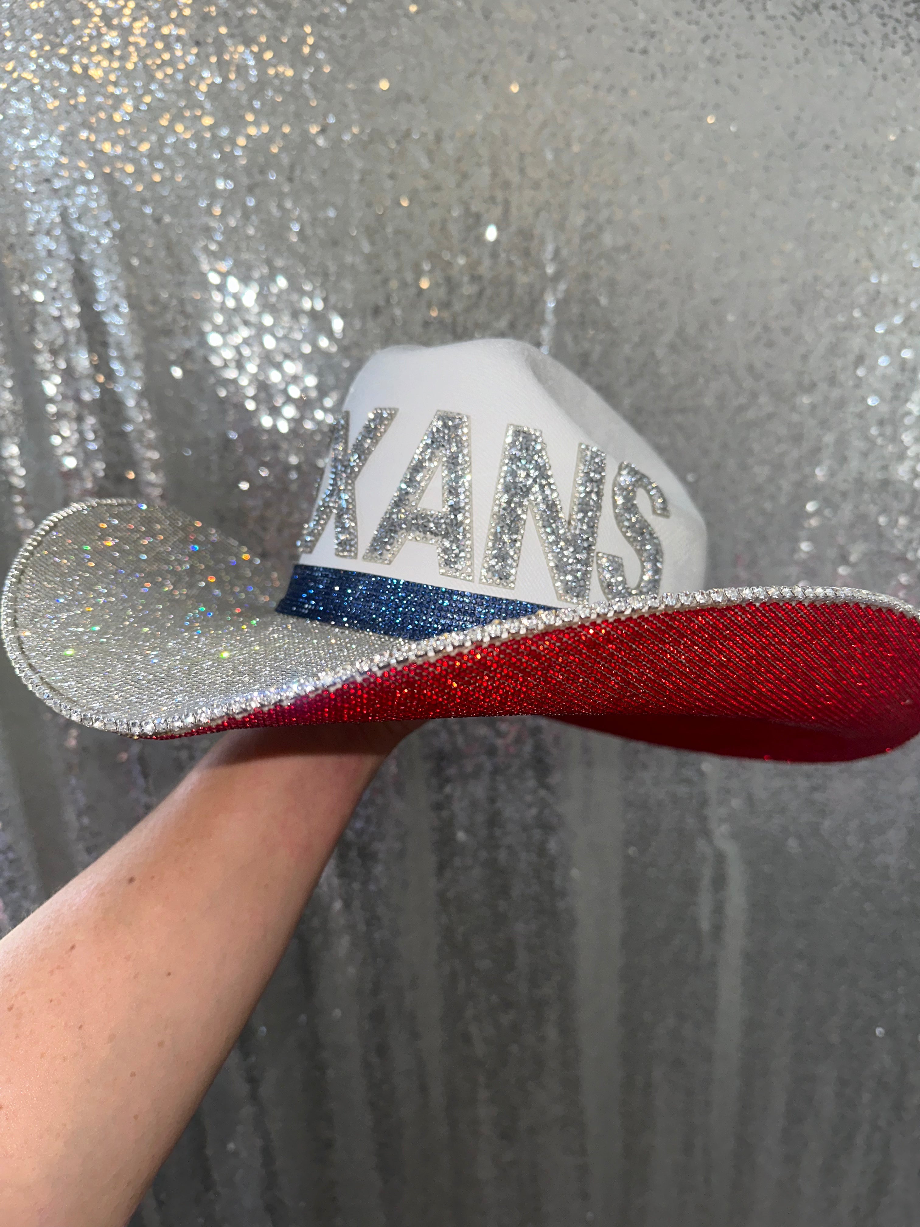 Rhinestone Cowgirl Texans Hat — detail close-up