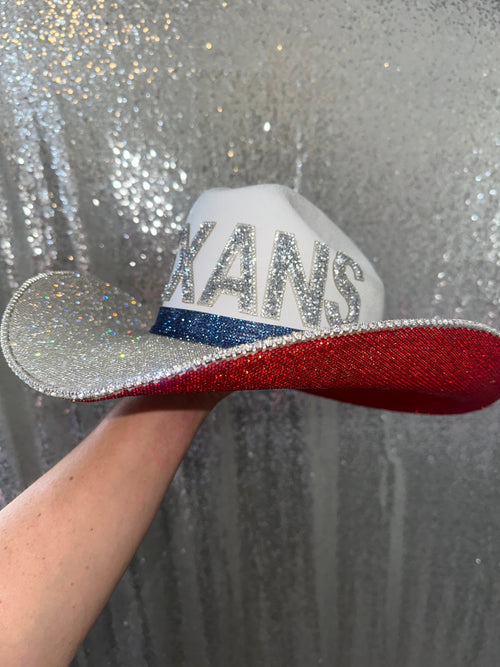 Rhinestone Cowgirl Texans Hat — detail close-up