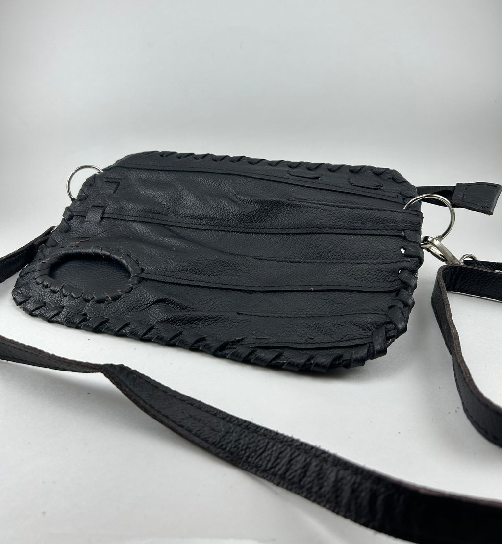 Whenitwasagame baseballglovewallets.com Black Finger Glove Purse - Blank No Patch — detail close-up
