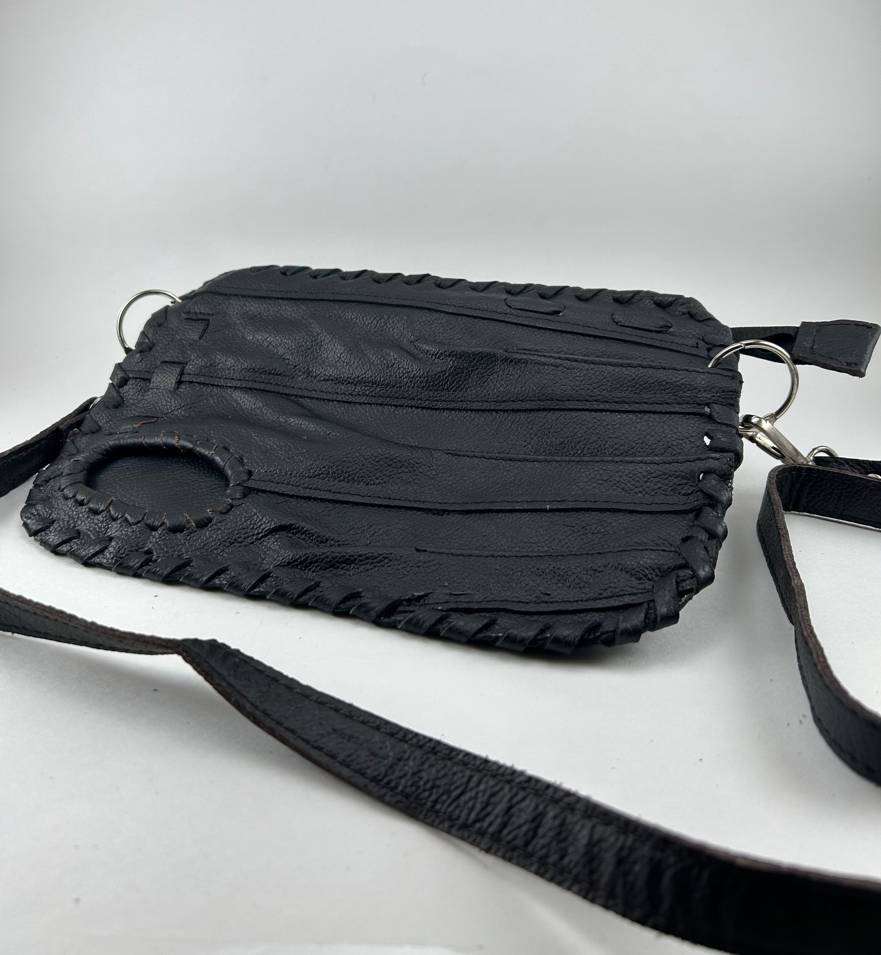 Whenitwasagame baseballglovewallets.com Black Finger Glove Purse - Blank No Patch — detail close-up