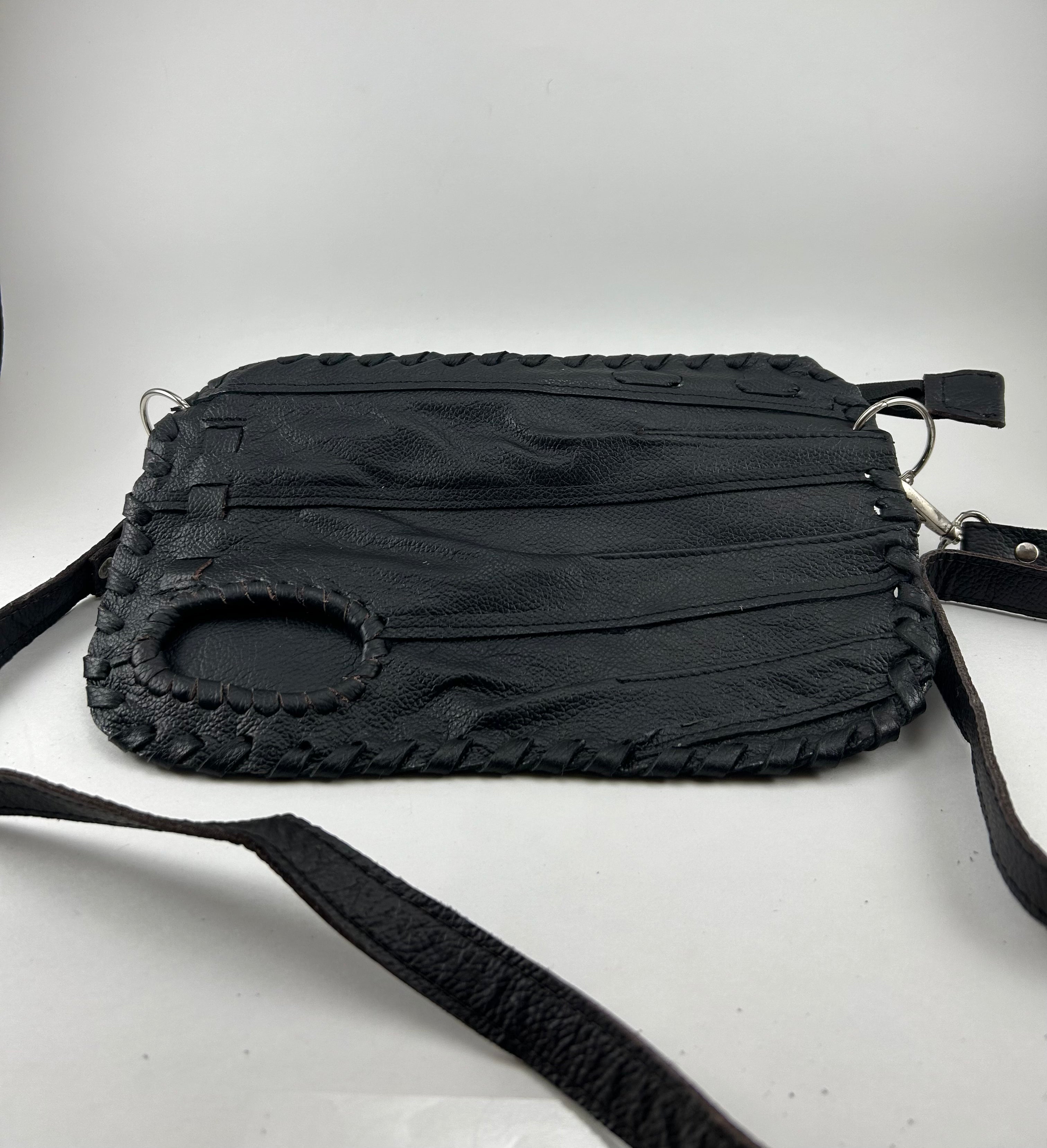 Whenitwasagame baseballglovewallets.com Black Finger Glove Purse - Blank No Patch — side view