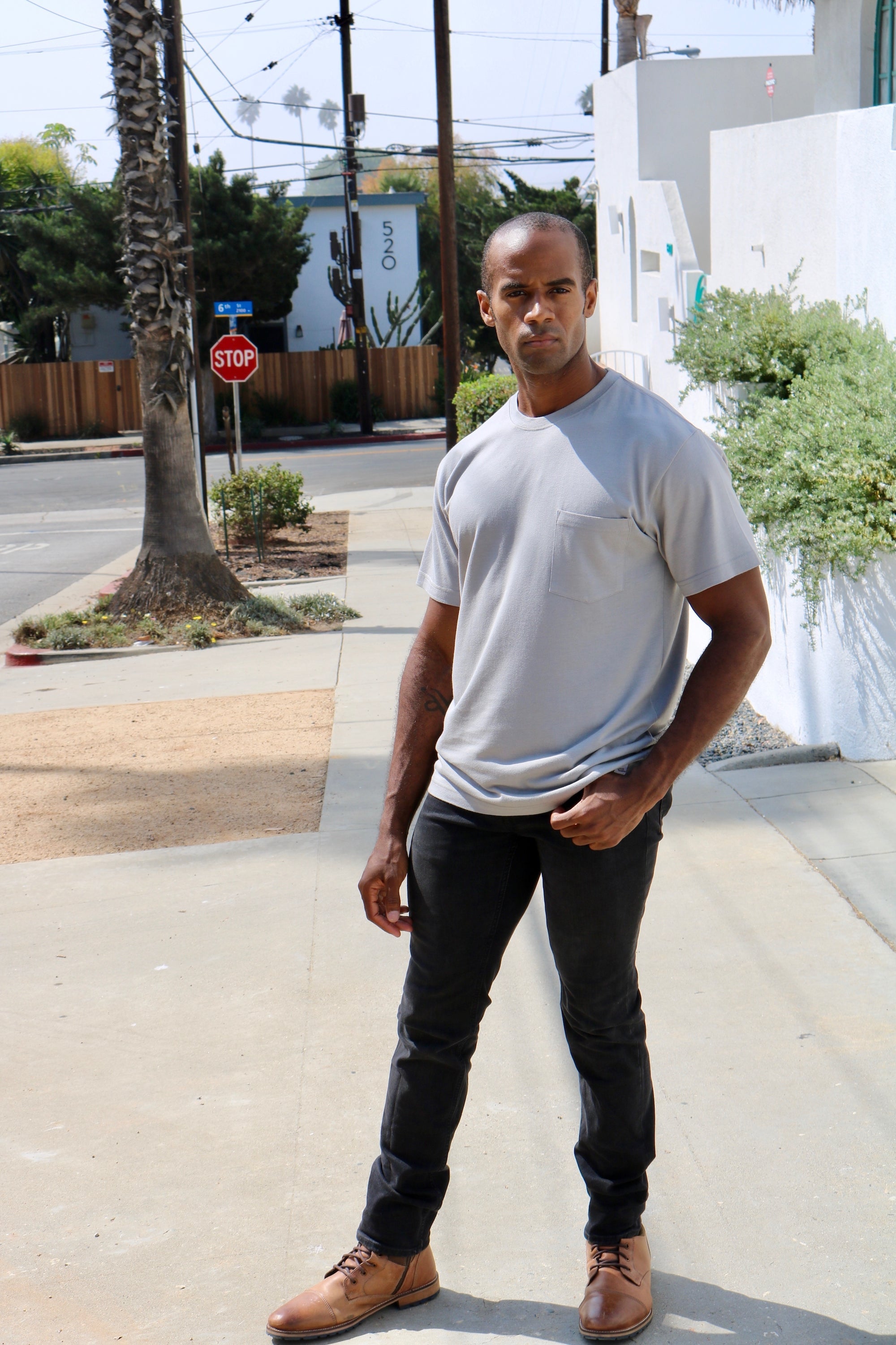 Spun Bamboo Men's Bamboo Viscose/Organic Cotton Pocket T-Shirt — lifestyle context