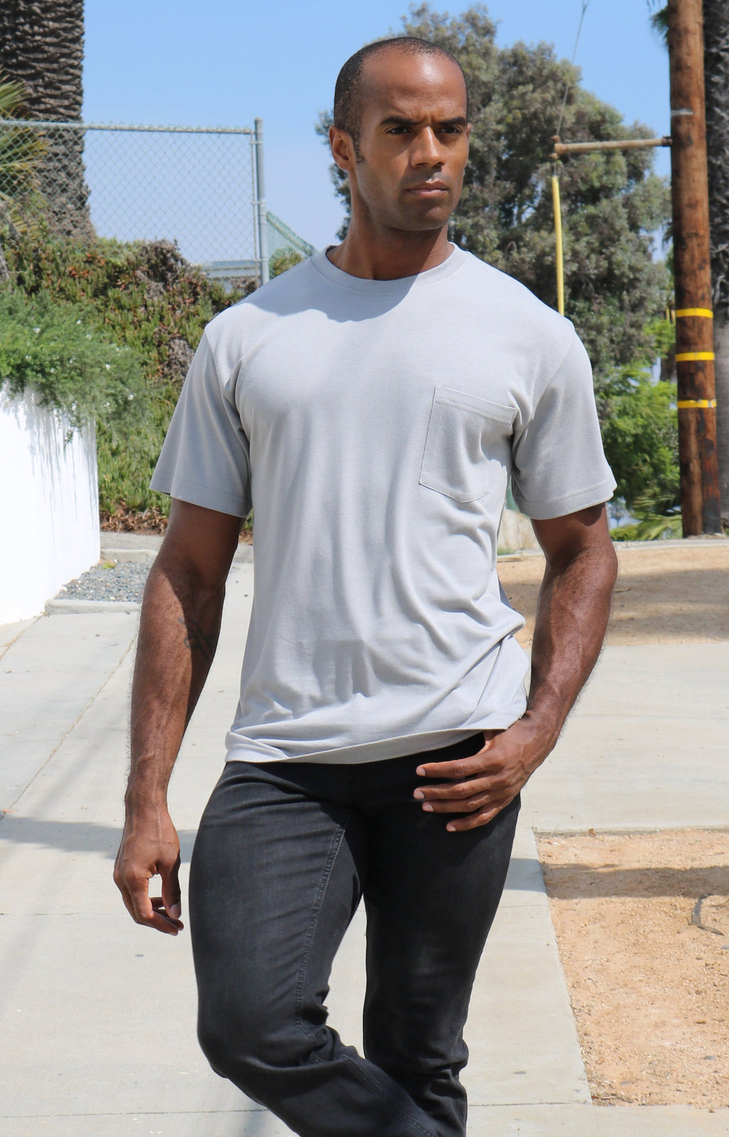 Spun Bamboo Men's Bamboo Viscose/Organic Cotton Pocket T-Shirt — side view