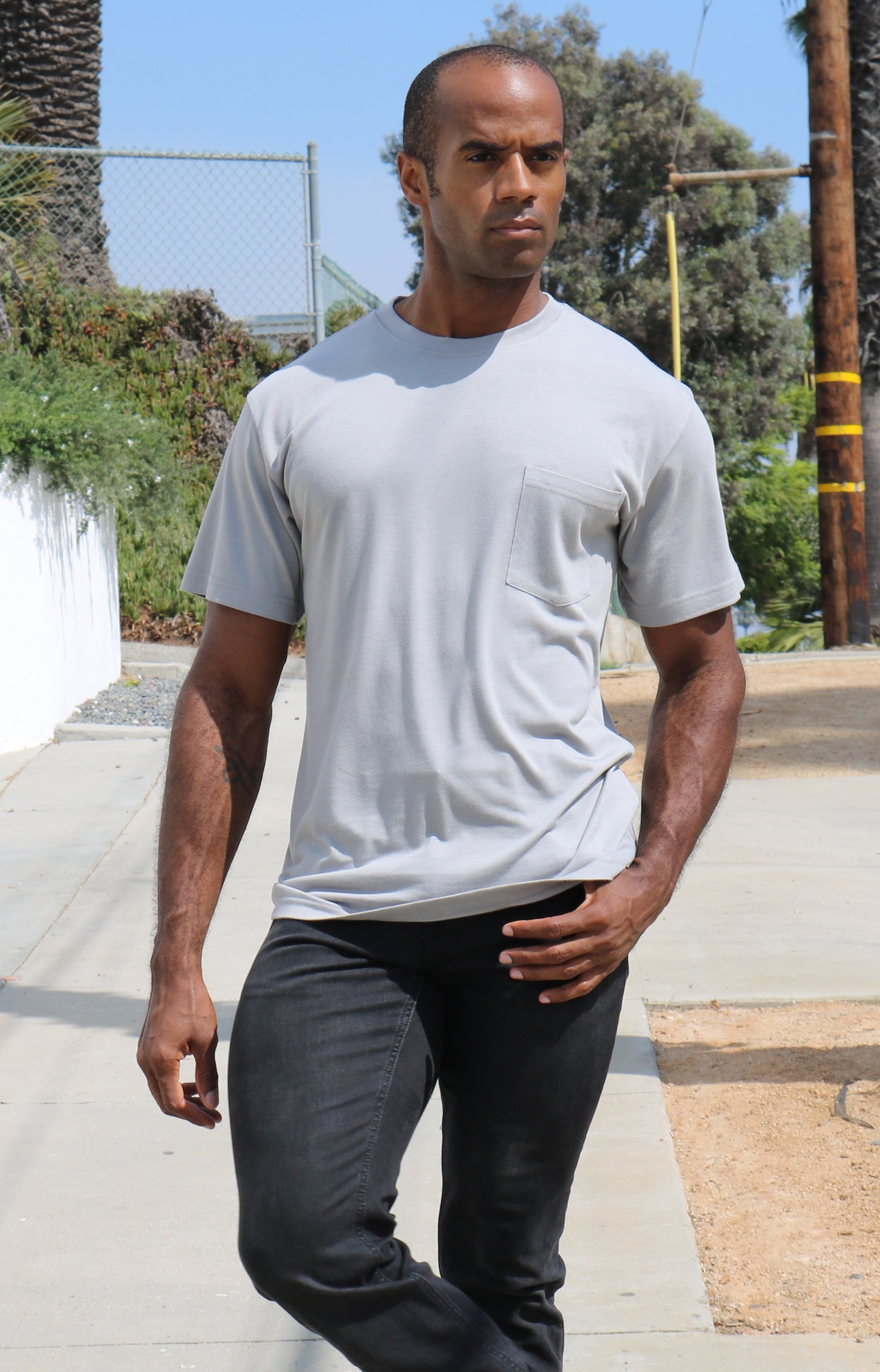 Spun Bamboo Men's Bamboo Viscose/Organic Cotton Pocket T-Shirt — side view