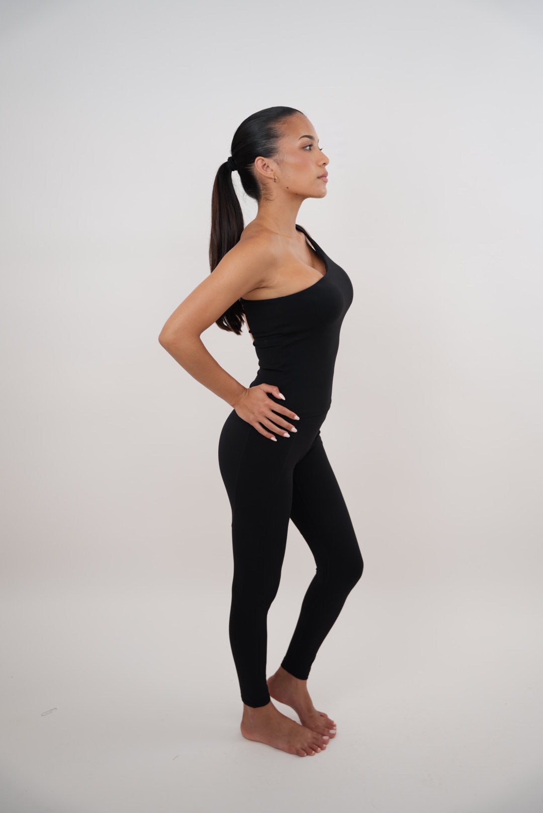 KIMITH BRAND I Am Wealthy Black Comfort Stretch Legging — side view