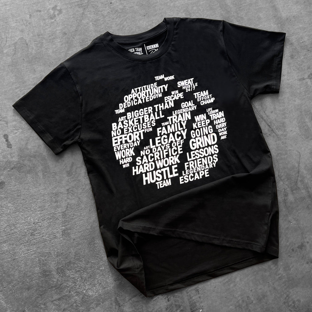 Bigger Than Basketball Basketball is Everything - T-Shirt - Black — detail and construction
