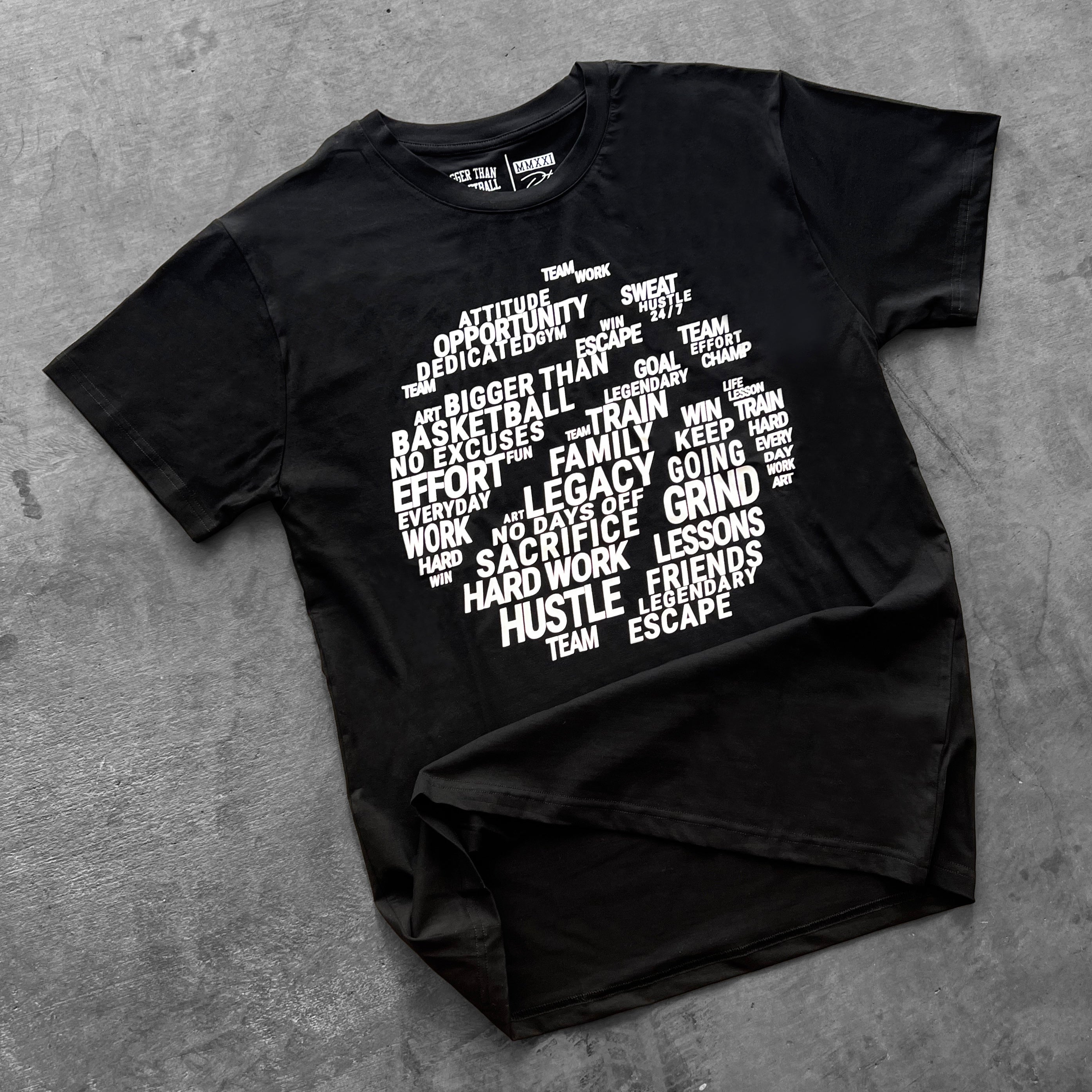 Bigger Than Basketball Basketball is Everything - T-Shirt - Black — detail and construction