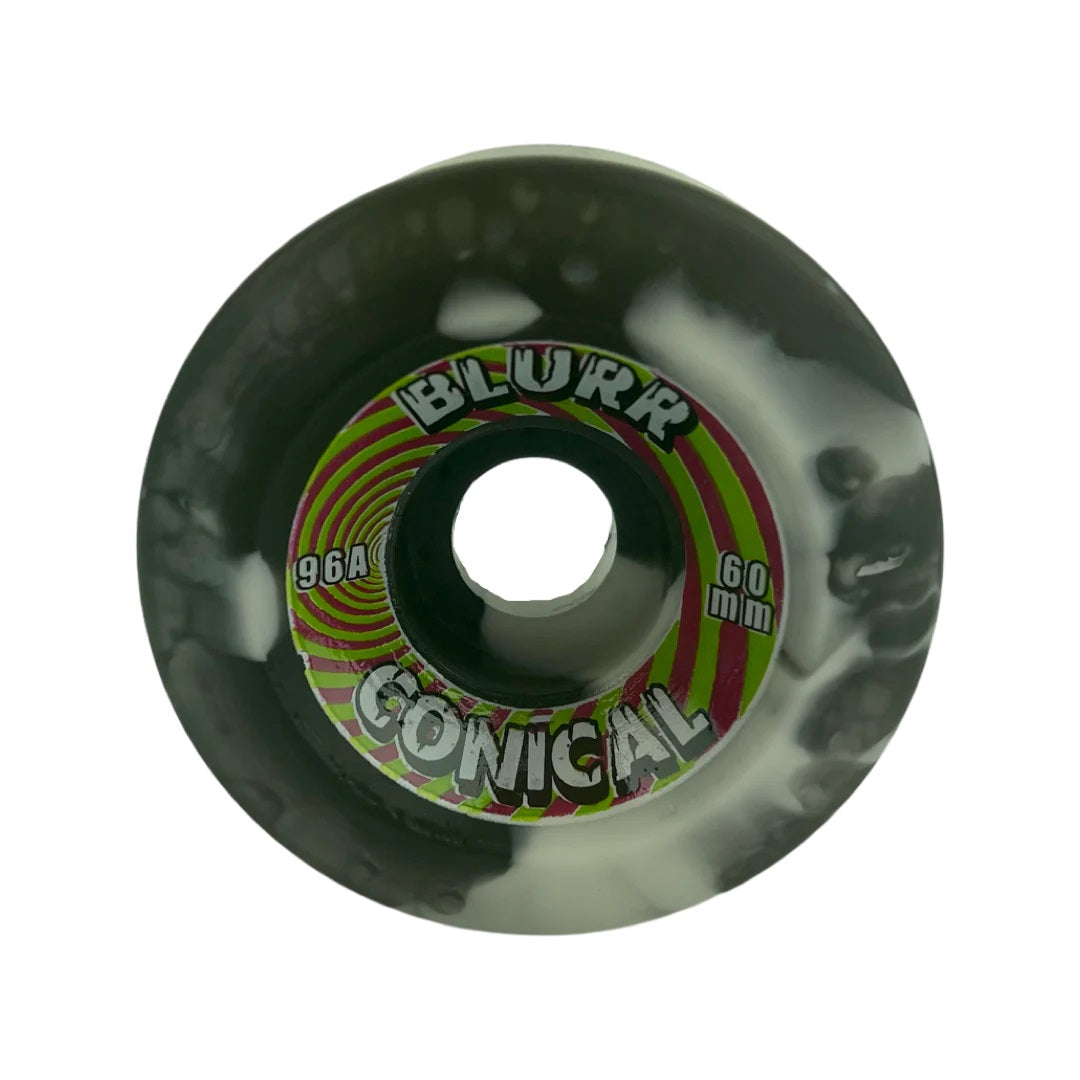 Blurr Conical Re-issue Wheels 60mm 96a - Black/White Swirls (Set of 4) by Skates USA