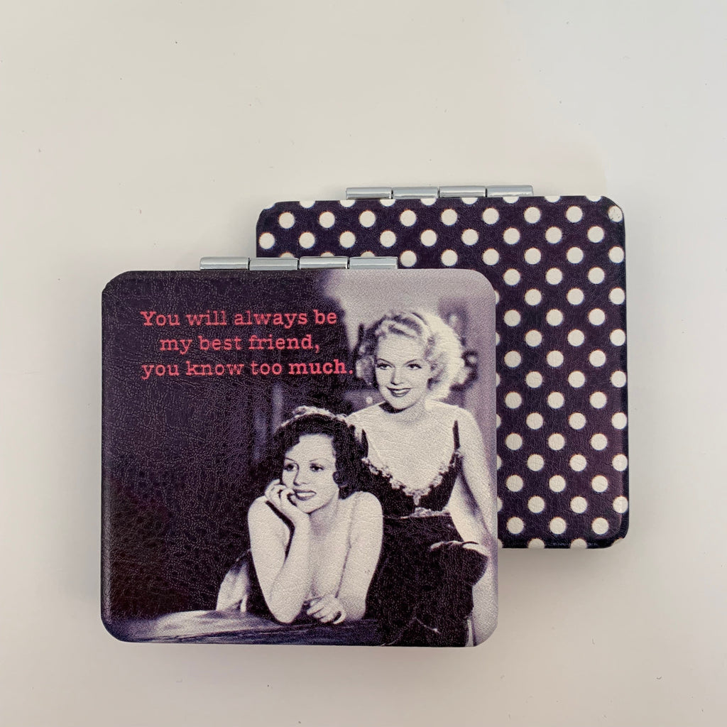 KADOU BOUTIQUE Pocket Folding Compact Mirror With Vintage Image — alternative angle