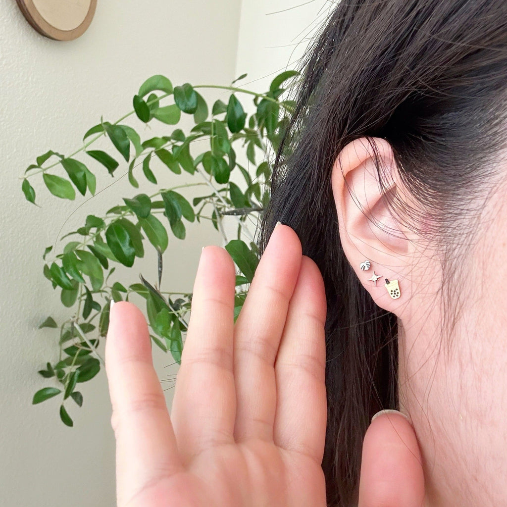 Flat Back- Teeniest Tiniest Wish Upon A Star Earring Studs – Plant Dosage LLC, view 4
